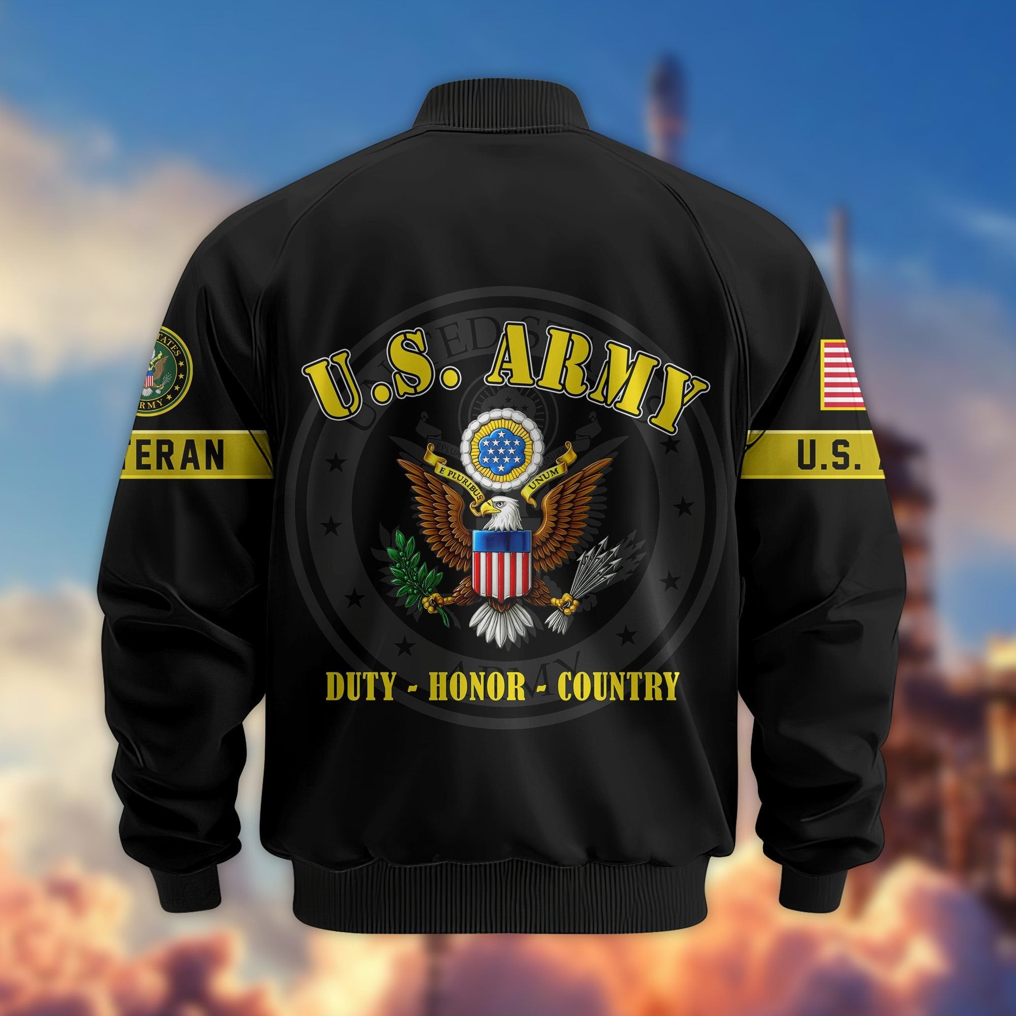 Premium US Veterans Bomber Jacket BPHN190814, Gifts For US Veterans, Gifts On Father's Day, Veterans Day.
