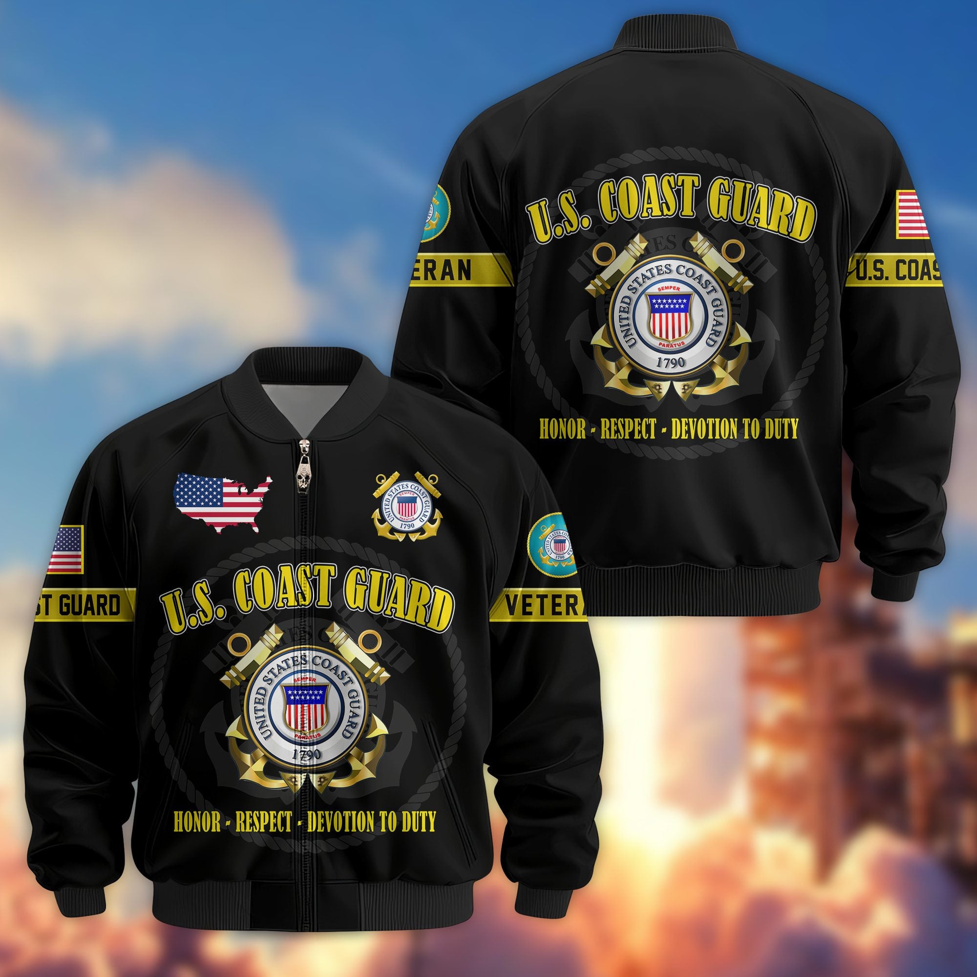 Premium US Veterans Bomber Jacket BPHN190814, Gifts For US Veterans, Gifts On Father's Day, Veterans Day.