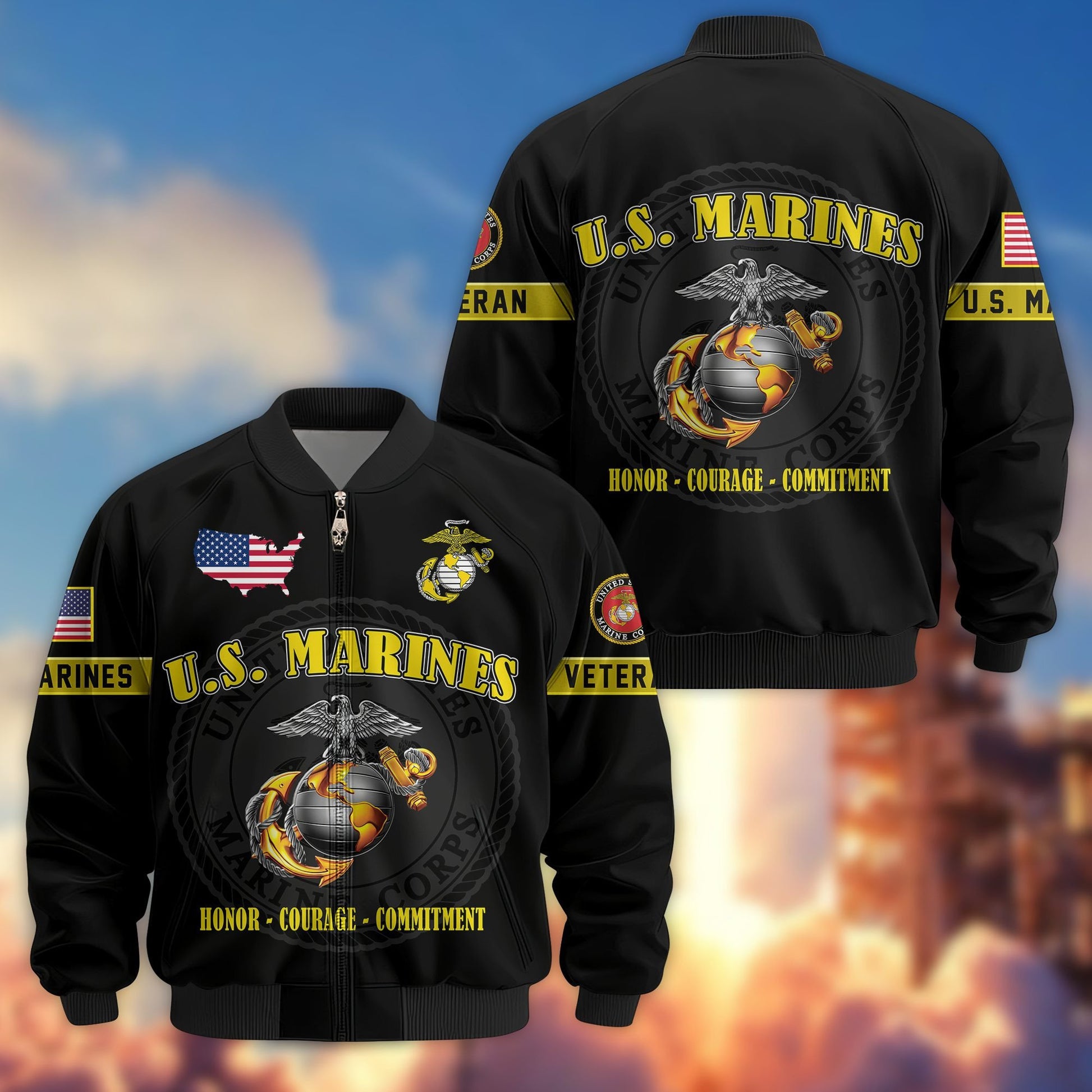 Premium US Veterans Bomber Jacket BPHN190814, Gifts For US Veterans, Gifts On Father's Day, Veterans Day.