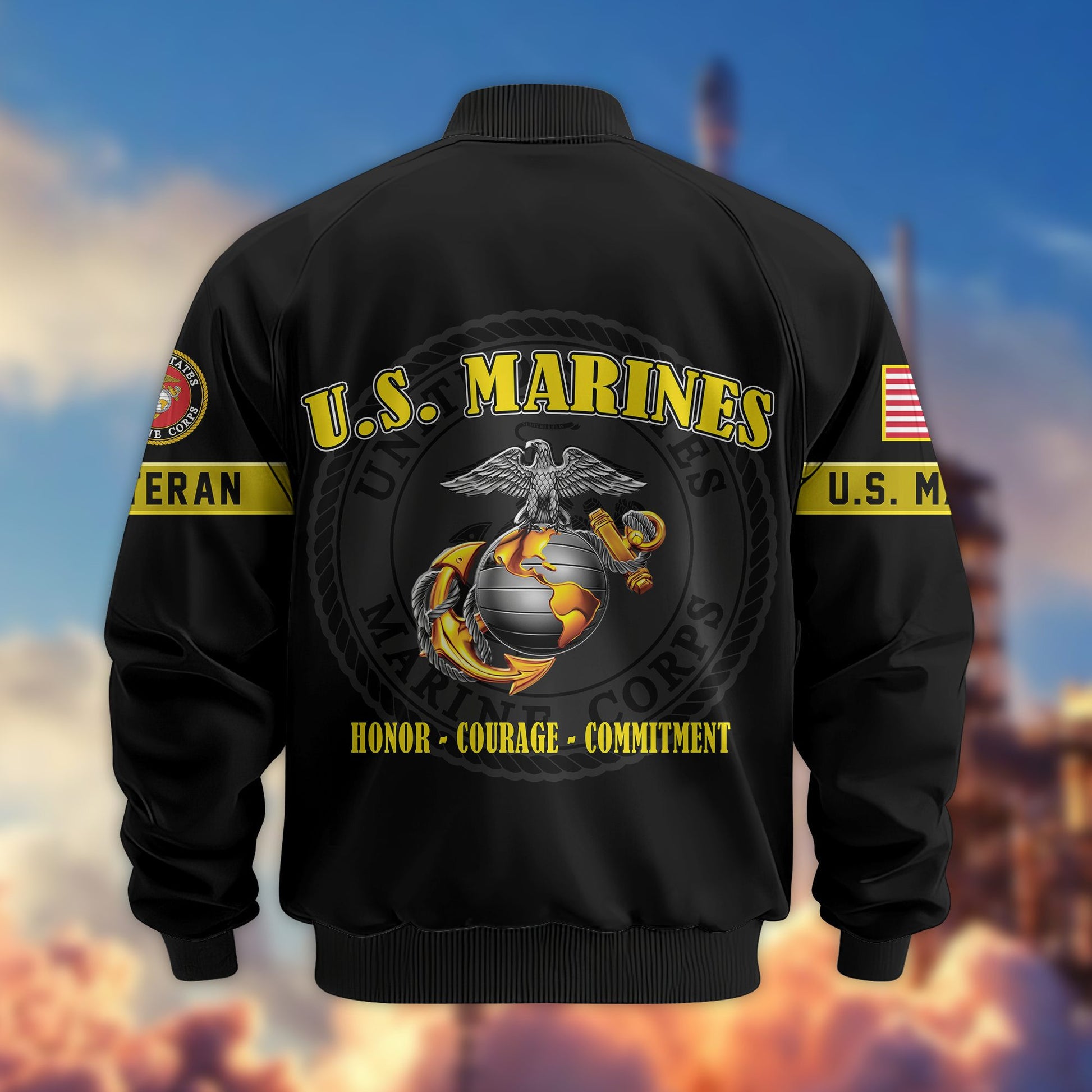 Premium US Veterans Bomber Jacket BPHN190814, Gifts For US Veterans, Gifts On Father's Day, Veterans Day.