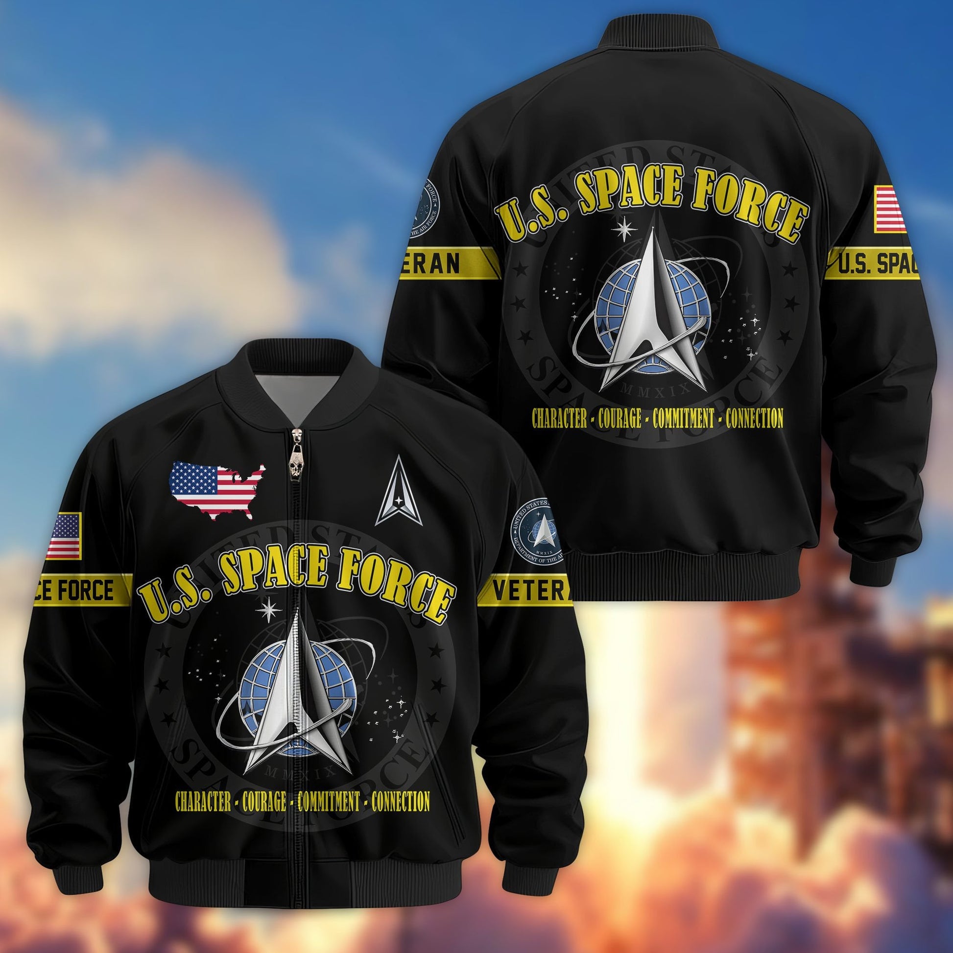 Premium US Veterans Bomber Jacket BPHN190814, Gifts For US Veterans, Gifts On Father's Day, Veterans Day.