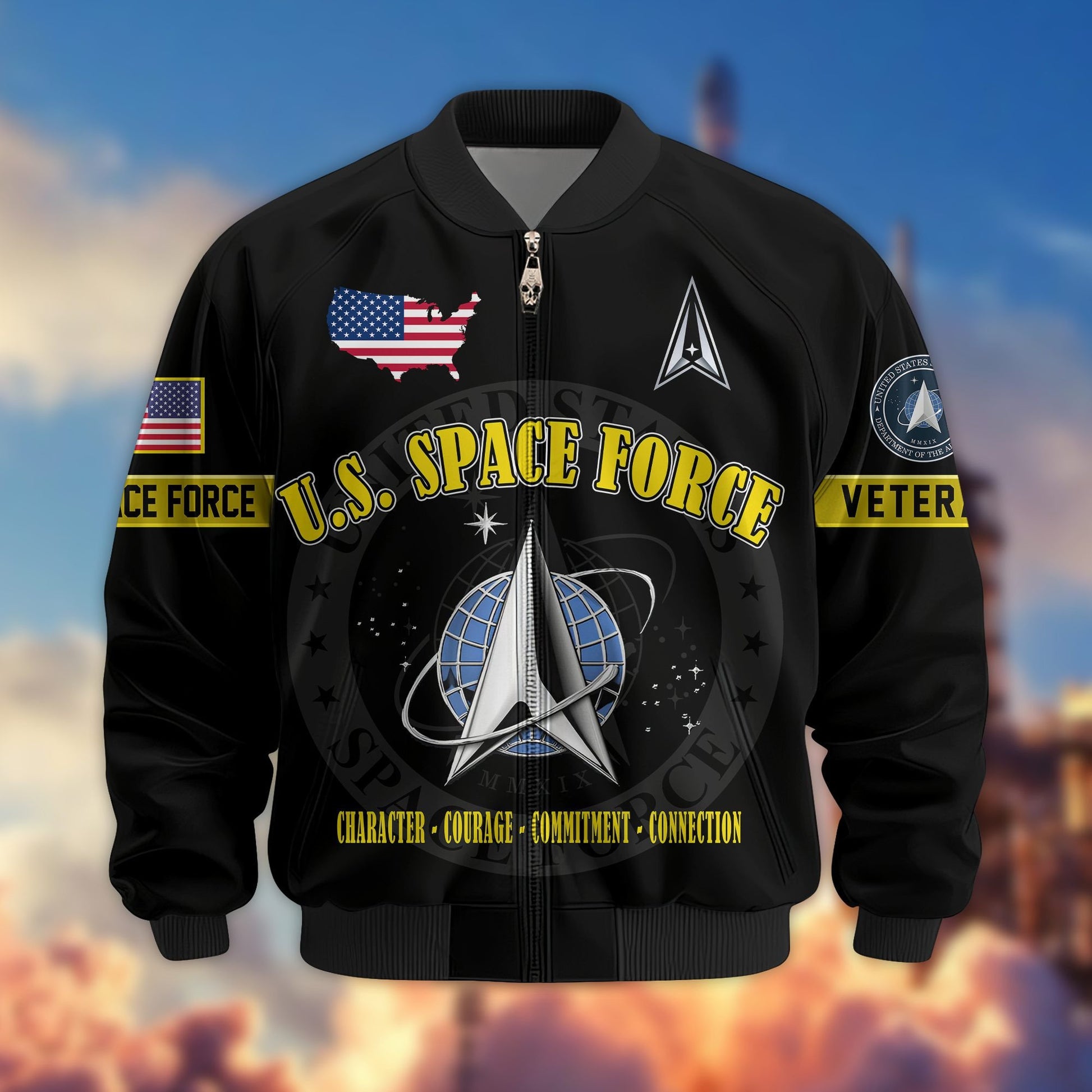 Premium US Veterans Bomber Jacket BPHN190814, Gifts For US Veterans, Gifts On Father's Day, Veterans Day.