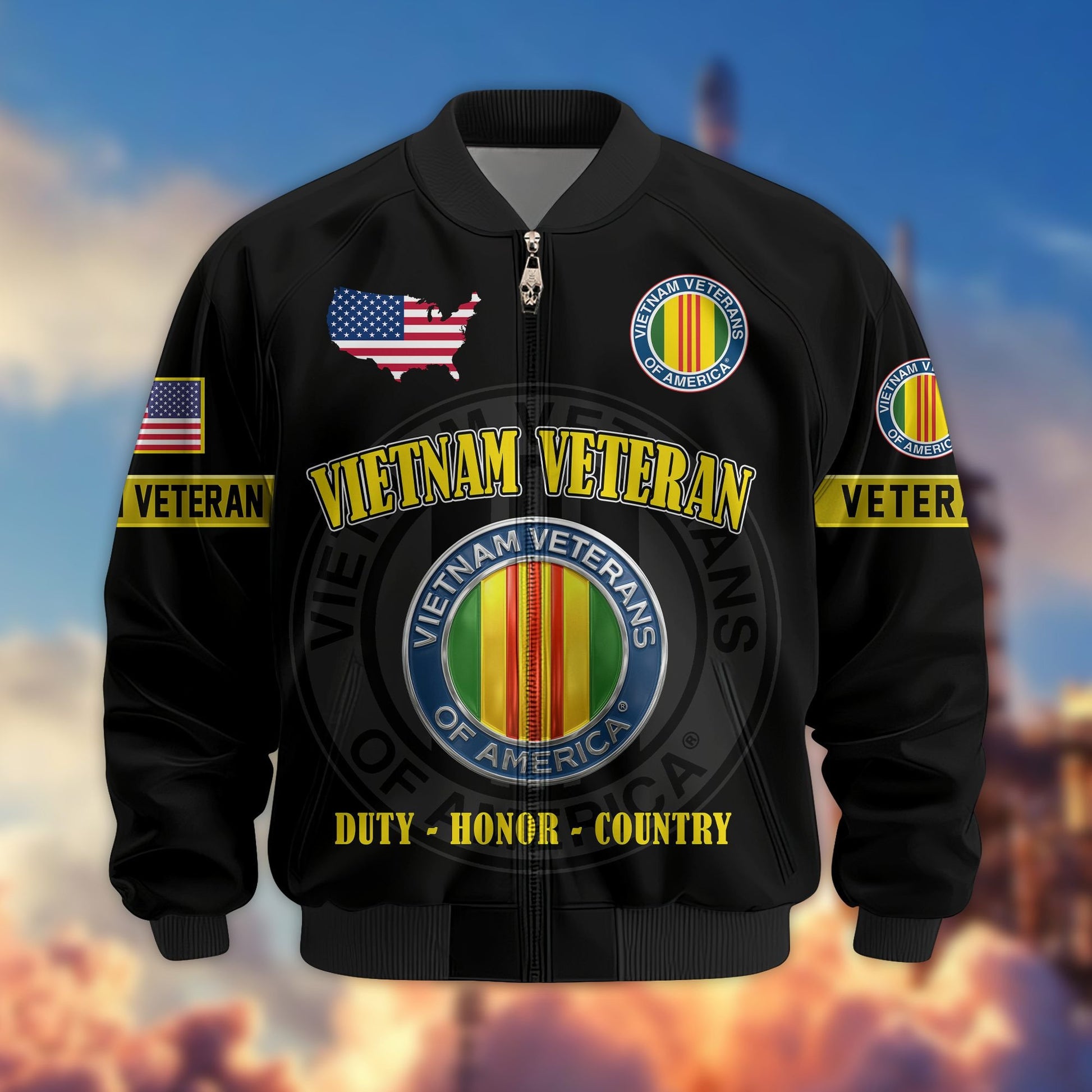 Premium US Veterans Bomber Jacket BPHN190814, Gifts For US Veterans, Gifts On Father's Day, Veterans Day.