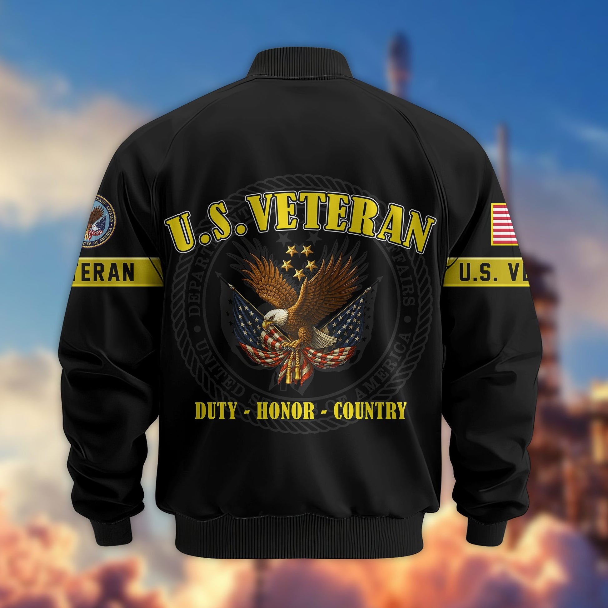 Premium US Veterans Bomber Jacket BPHN190814, Gifts For US Veterans, Gifts On Father's Day, Veterans Day.