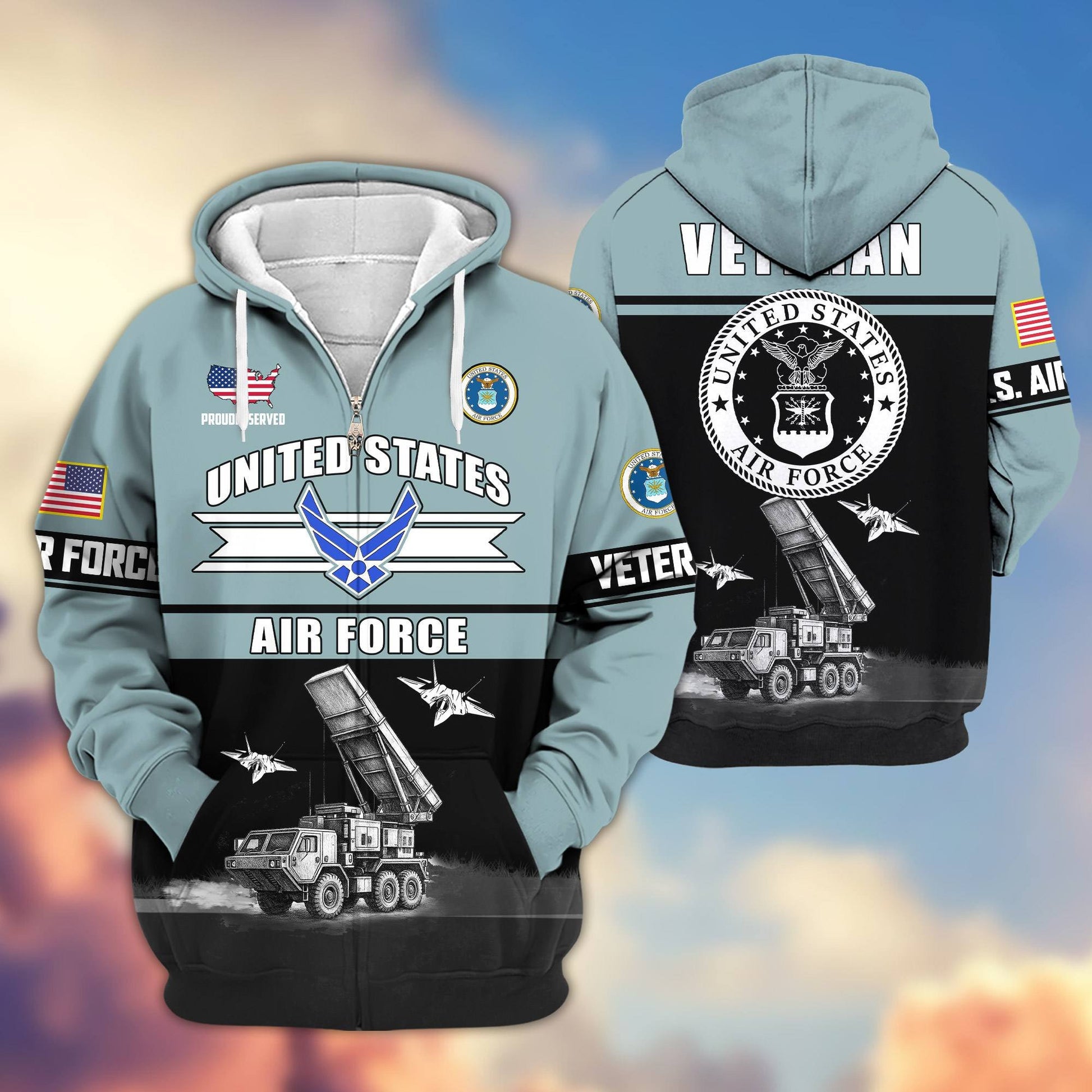 Premium US Veterans Zip Hoodie ATTN260821, Gifts For US Veterans, Gifts On Father's Day, Veterans Day.