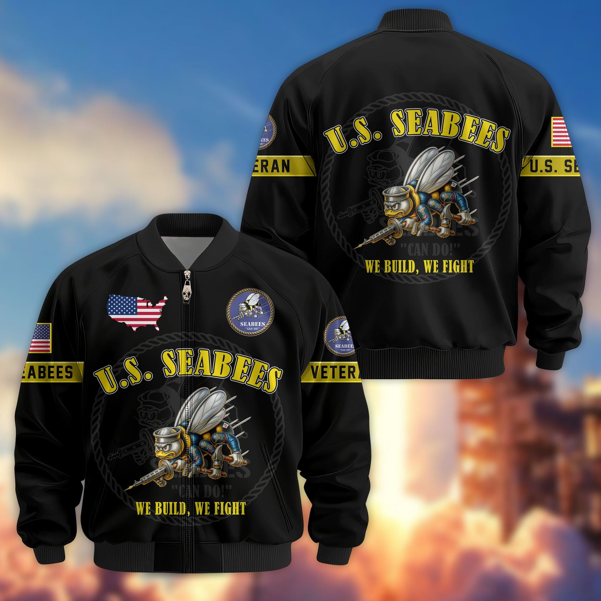 Premium US Veterans Bomber Jacket BPHN190814, Gifts For US Veterans, Gifts On Father's Day, Veterans Day.
