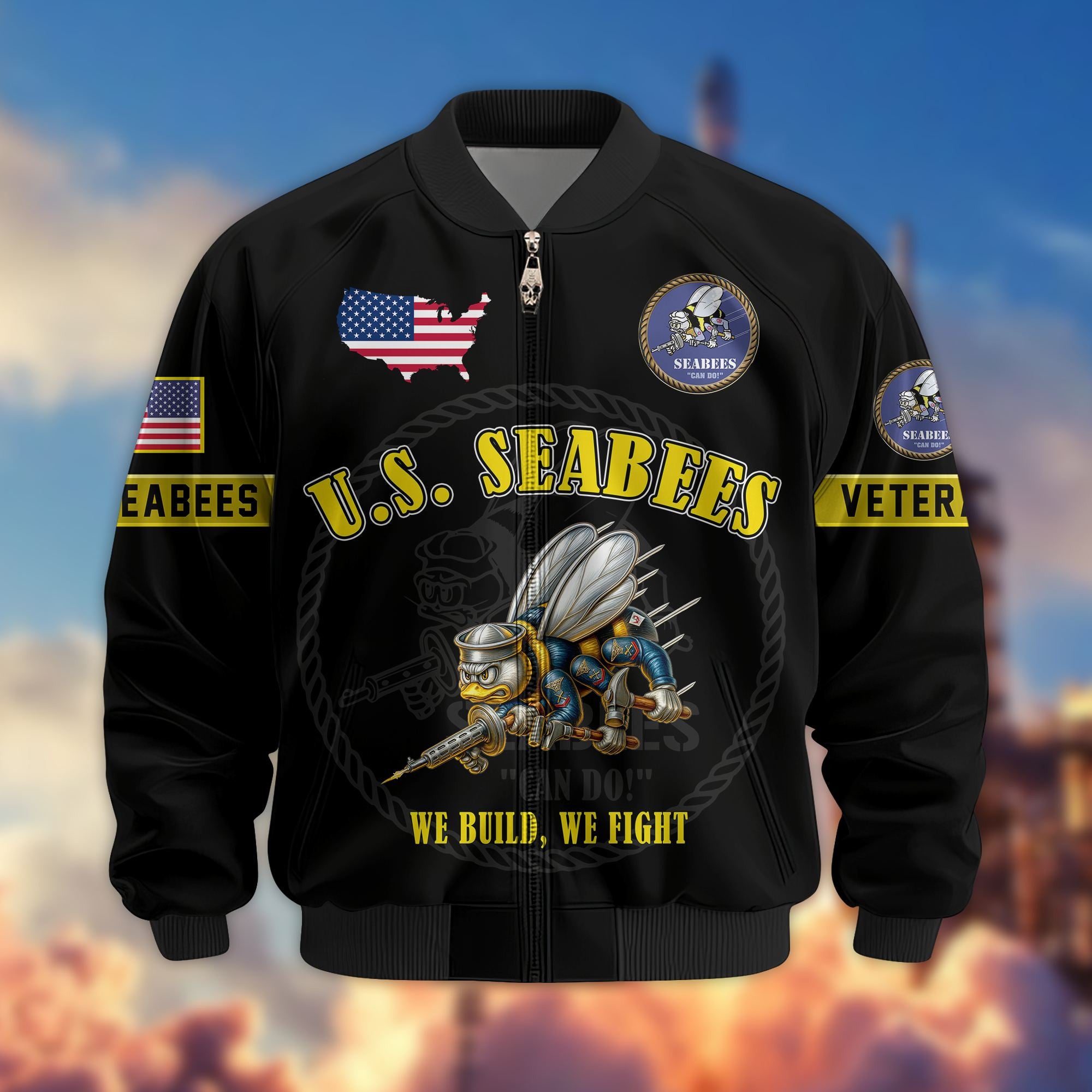 Premium US Veterans Bomber Jacket BPHN190814, Gifts For US Veterans, Gifts On Father's Day, Veterans Day.