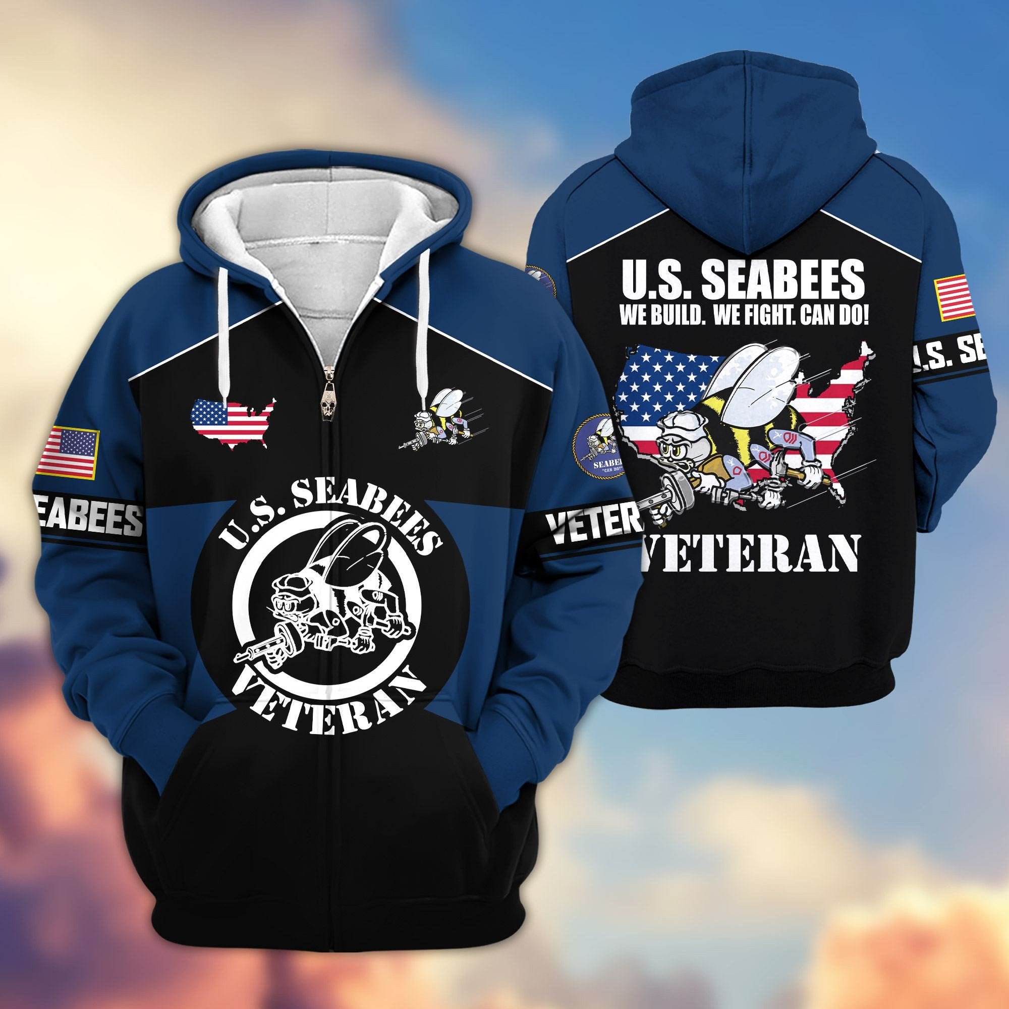 Premium US Veterans Zip Hoodie ATTN080921, Gifts For US Veterans, Gifts On Father's Day, Veterans Day.