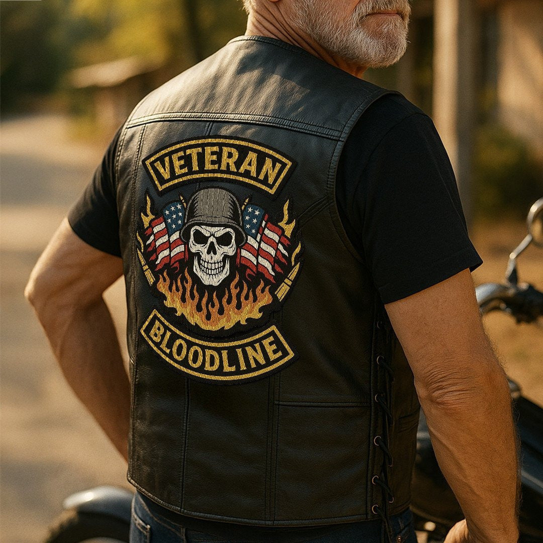 Premium US Veterans Custom Leather Motor Vest VPVC702120, Gifts For US Veteran, Gifts On Father's Day, Veterans Day.