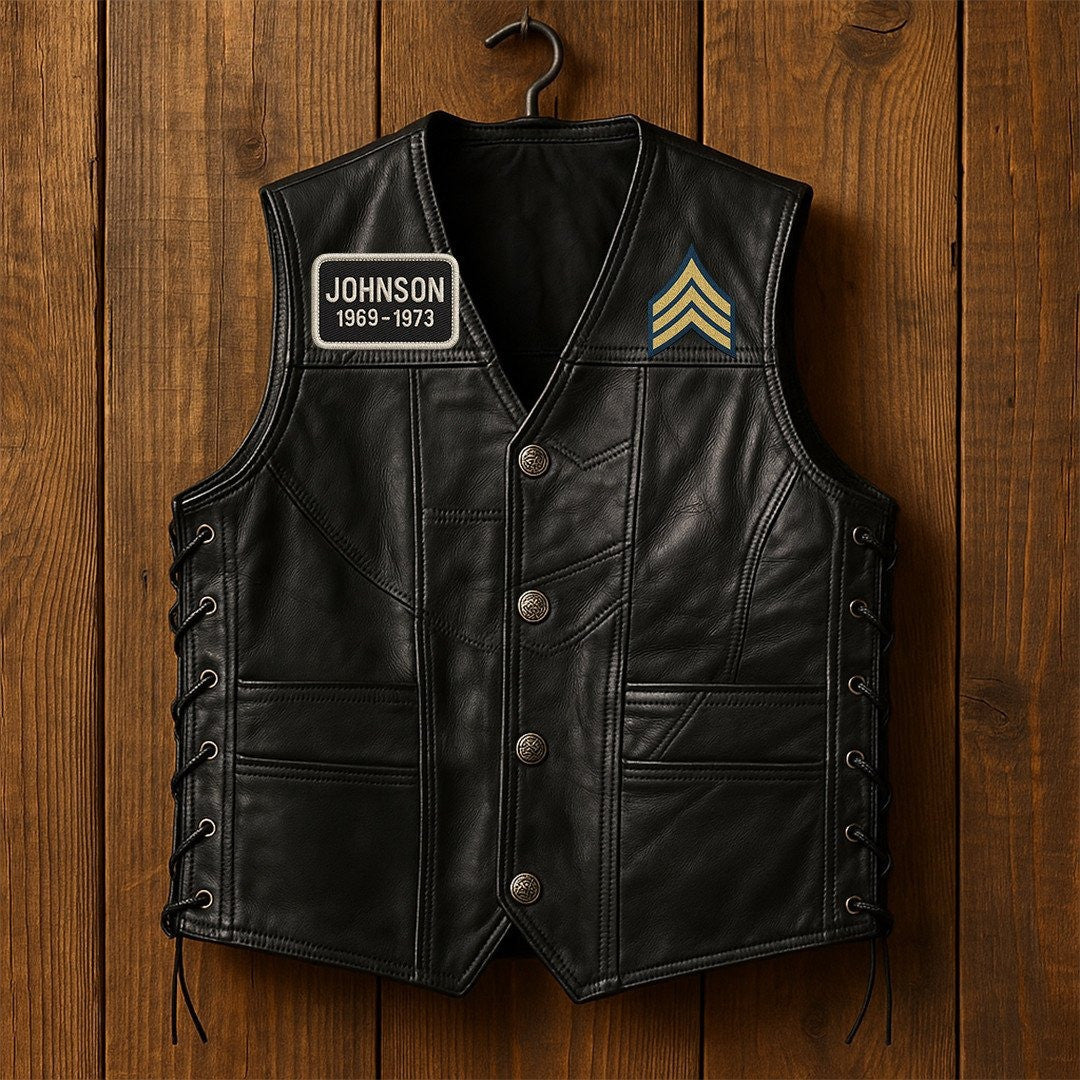 Premium US Army Veterans Custom Leather Motor Vest VPVC702126, Gifts For Army Veteran, Gifts On Father's Day, Veterans Day.