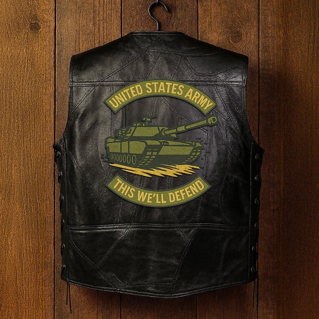 Premium US Army Veterans Custom Leather Motor Vest VPVC702126, Gifts For Army Veteran, Gifts On Father's Day, Veterans Day.