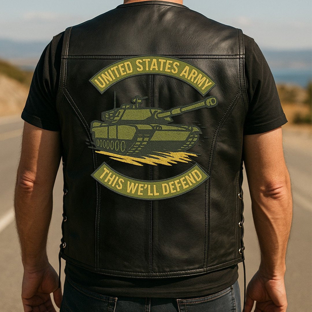 Premium US Army Veterans Custom Leather Motor Vest VPVC702126, Gifts For Army Veteran, Gifts On Father's Day, Veterans Day.