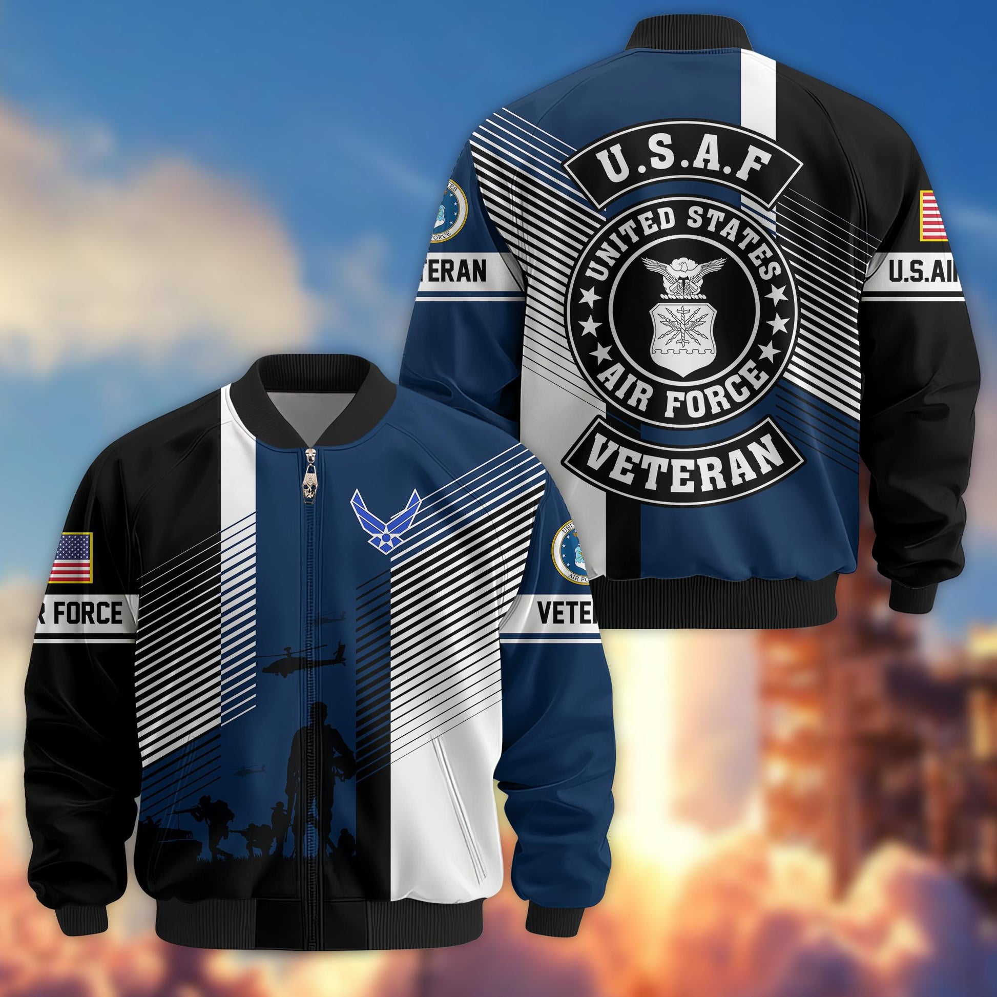 Premium US Veterans Bomber Jacket BPHN140811, Gifts For US Veterans, Gifts On Father's Day, Veterans Day.