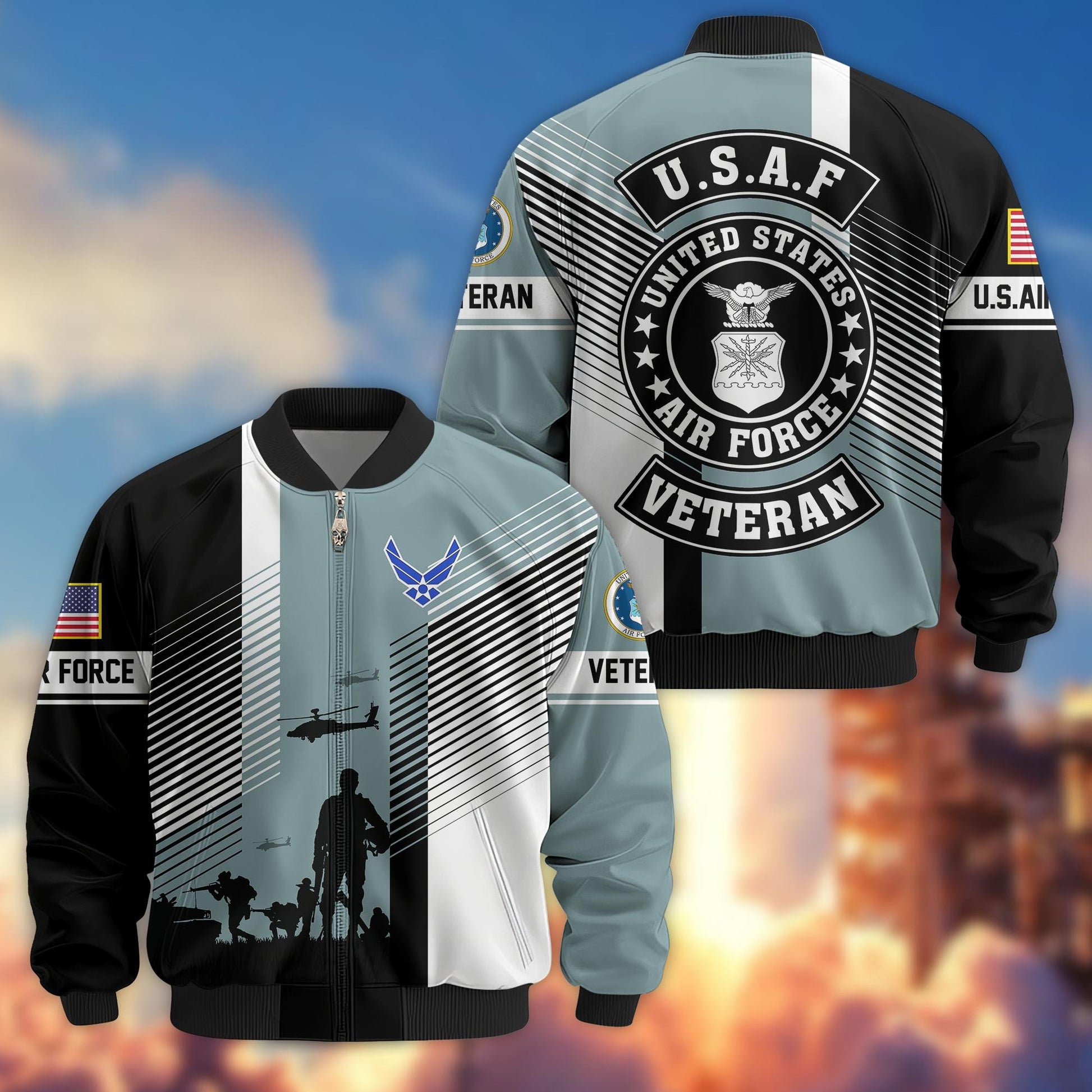 Premium US Veterans Bomber Jacket BPHN140811, Gifts For US Veterans, Gifts On Father's Day, Veterans Day.