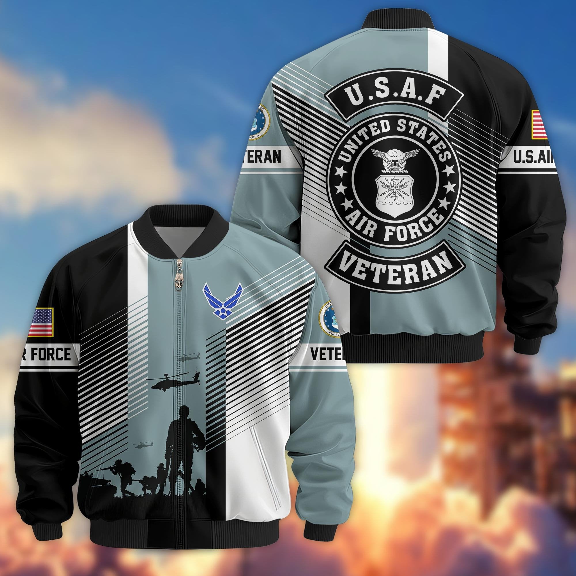 Premium US Veterans Bomber Jacket BPHN140811, Gifts For US Veterans, Gifts On Father's Day, Veterans Day.
