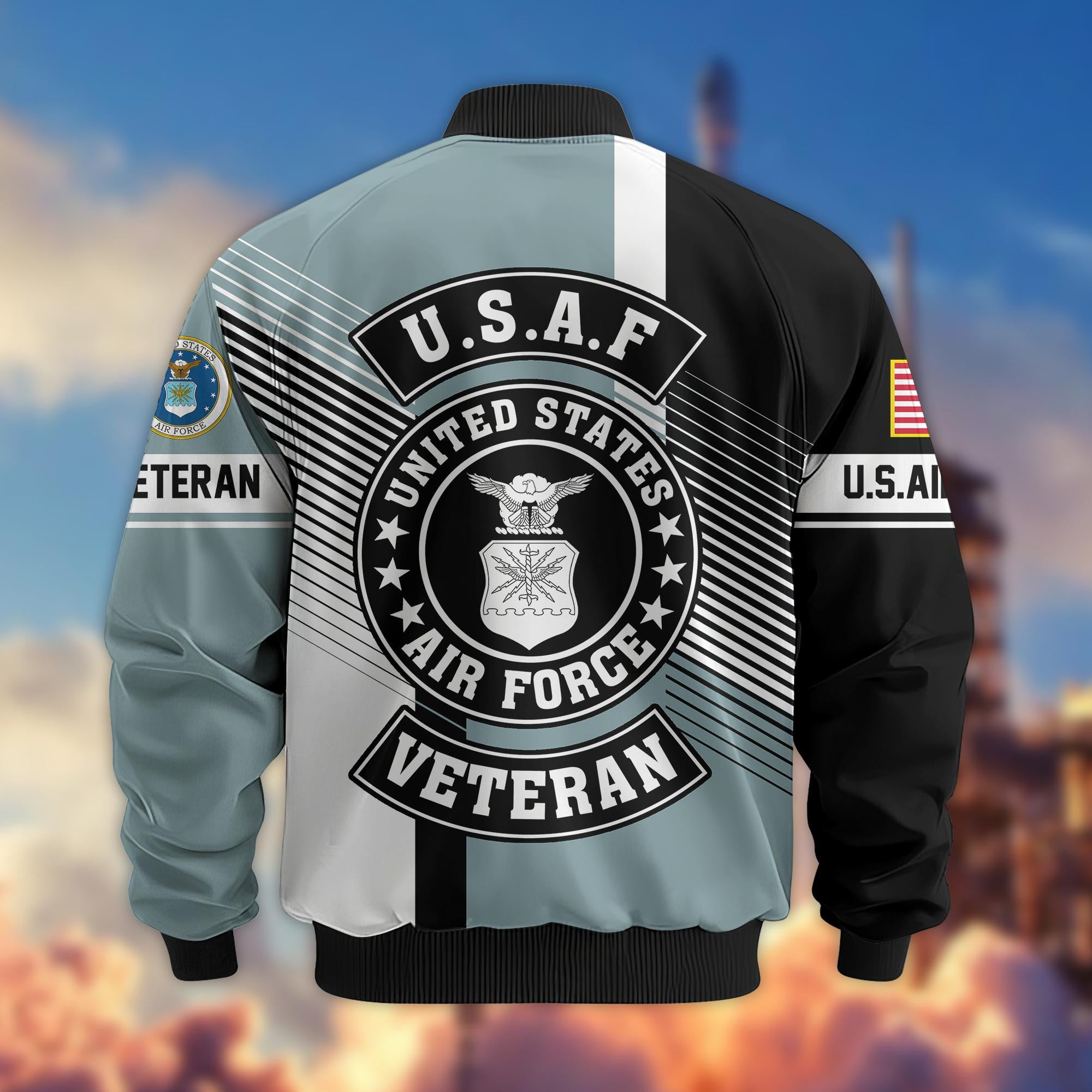 Premium US Veterans Bomber Jacket BPHN140811, Gifts For US Veterans, Gifts On Father's Day, Veterans Day.