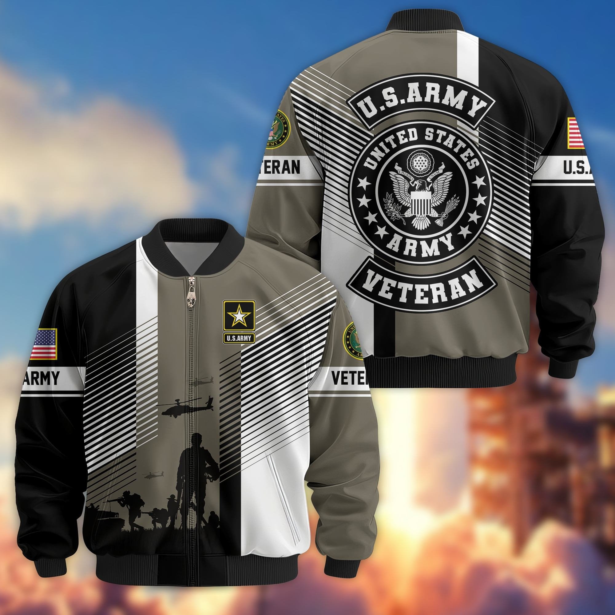 Premium US Veterans Bomber Jacket BPHN140811, Gifts For US Veterans, Gifts On Father's Day, Veterans Day.