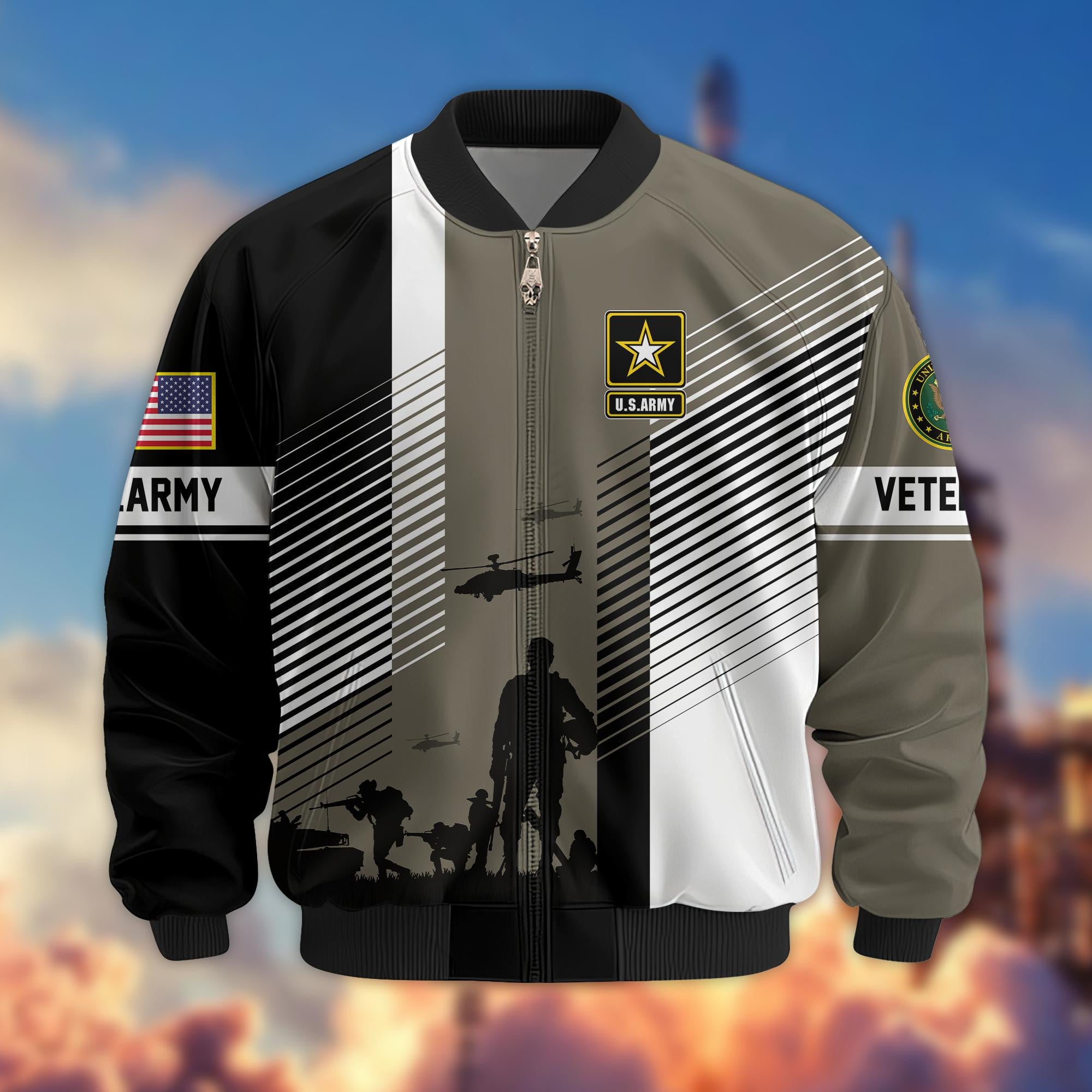 Premium US Veterans Bomber Jacket BPHN140811, Gifts For US Veterans, Gifts On Father's Day, Veterans Day.