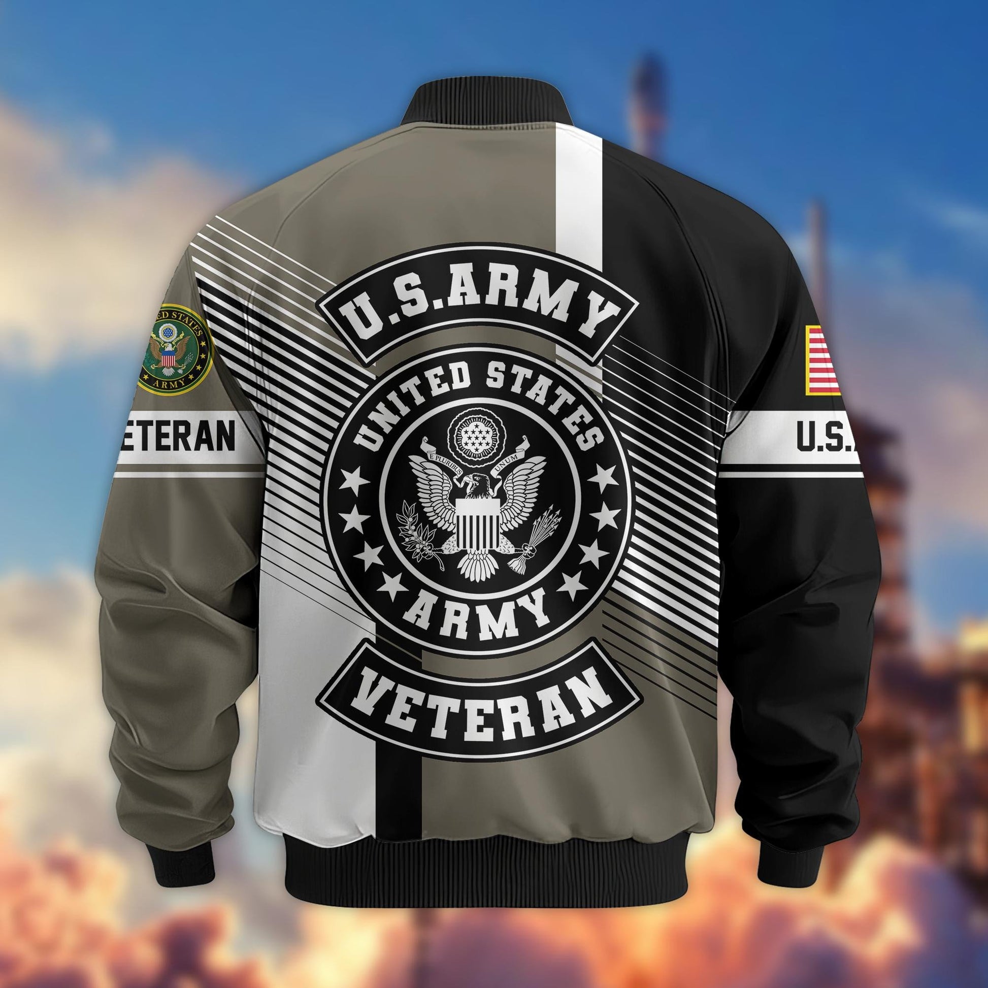 Premium US Veterans Bomber Jacket BPHN140811, Gifts For US Veterans, Gifts On Father's Day, Veterans Day.
