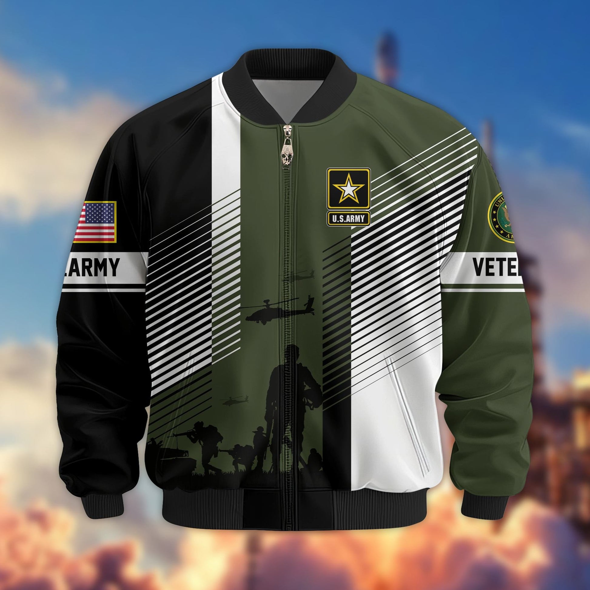 Premium US Veterans Bomber Jacket BPHN140811, Gifts For US Veterans, Gifts On Father's Day, Veterans Day.