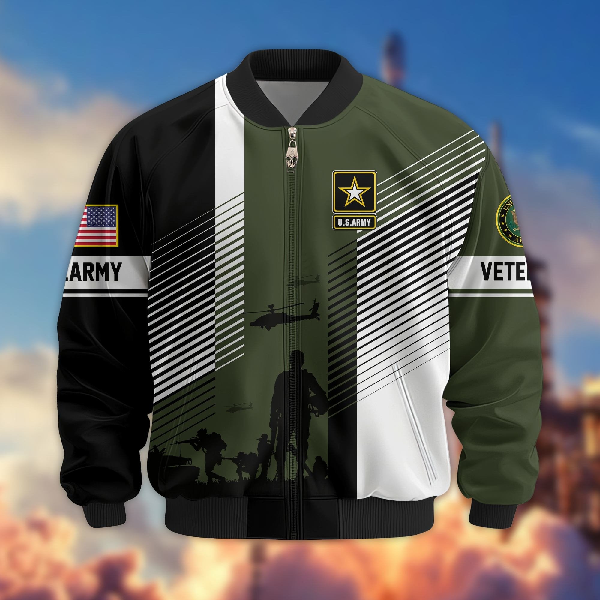 Premium US Veterans Bomber Jacket BPHN140811, Gifts For US Veterans, Gifts On Father's Day, Veterans Day.