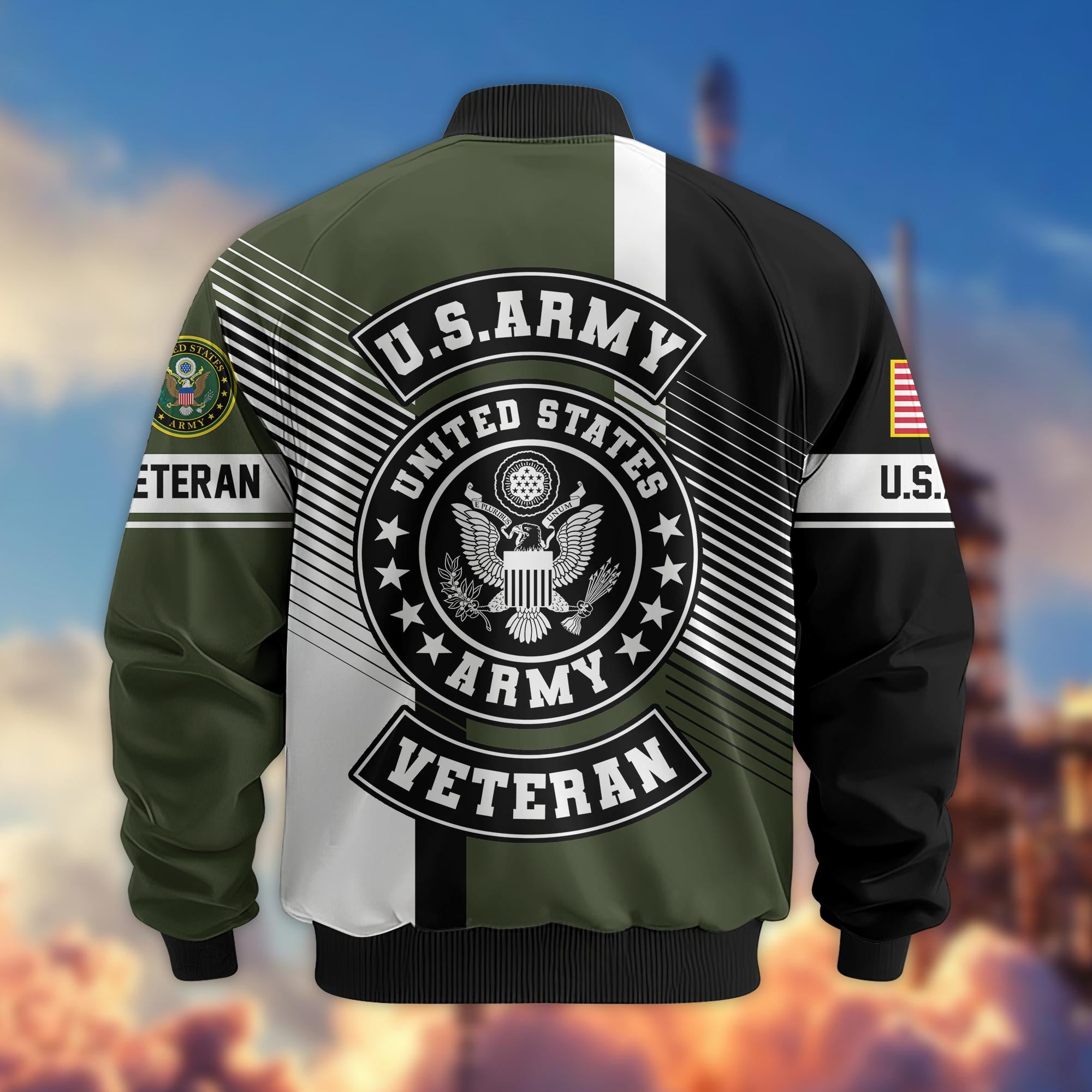 Premium US Veterans Bomber Jacket BPHN140811, Gifts For US Veterans, Gifts On Father's Day, Veterans Day.