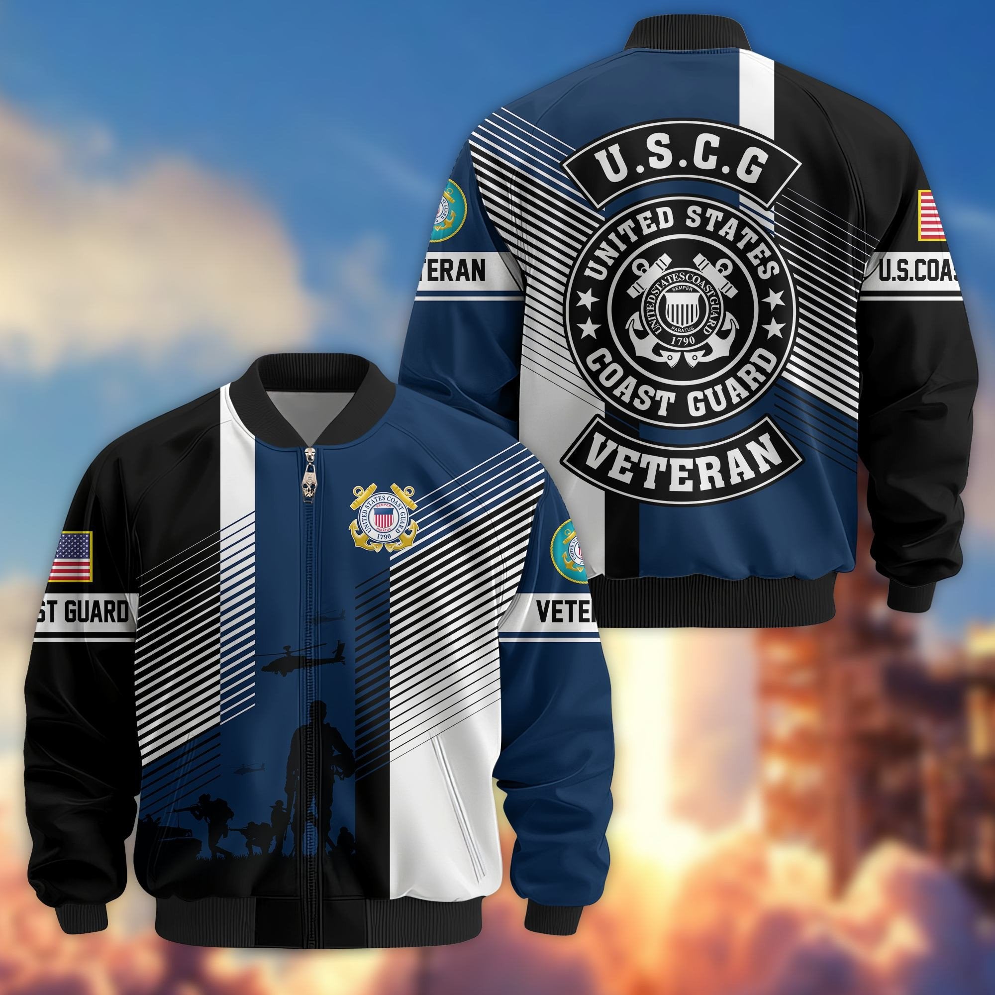 Premium US Veterans Bomber Jacket BPHN140811, Gifts For US Veterans, Gifts On Father's Day, Veterans Day.