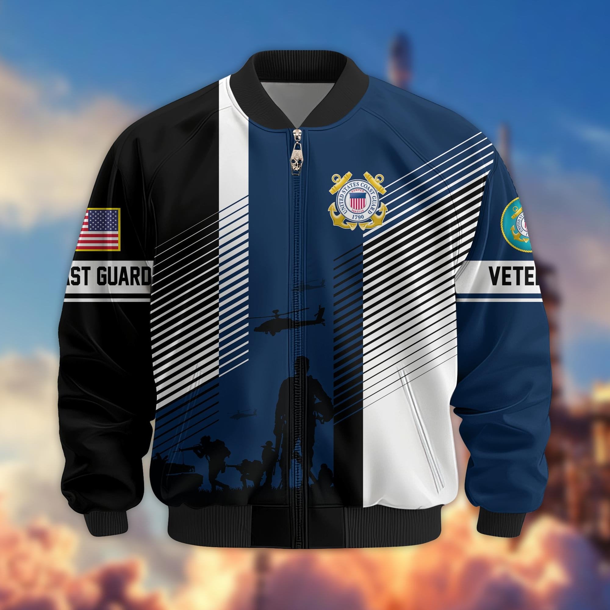 Premium US Veterans Bomber Jacket BPHN140811, Gifts For US Veterans, Gifts On Father's Day, Veterans Day.