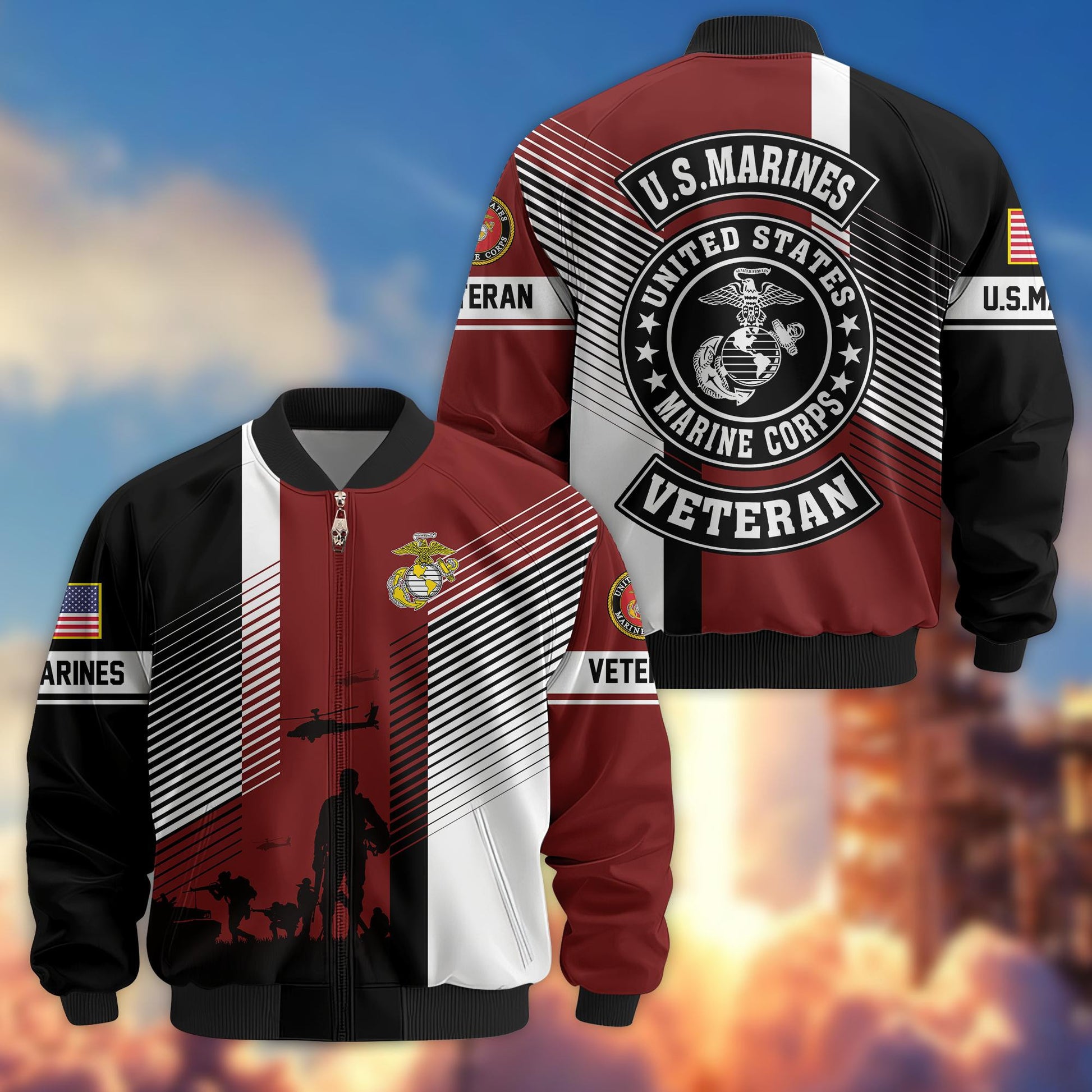 Premium US Veterans Bomber Jacket BPHN140811, Gifts For US Veterans, Gifts On Father's Day, Veterans Day.