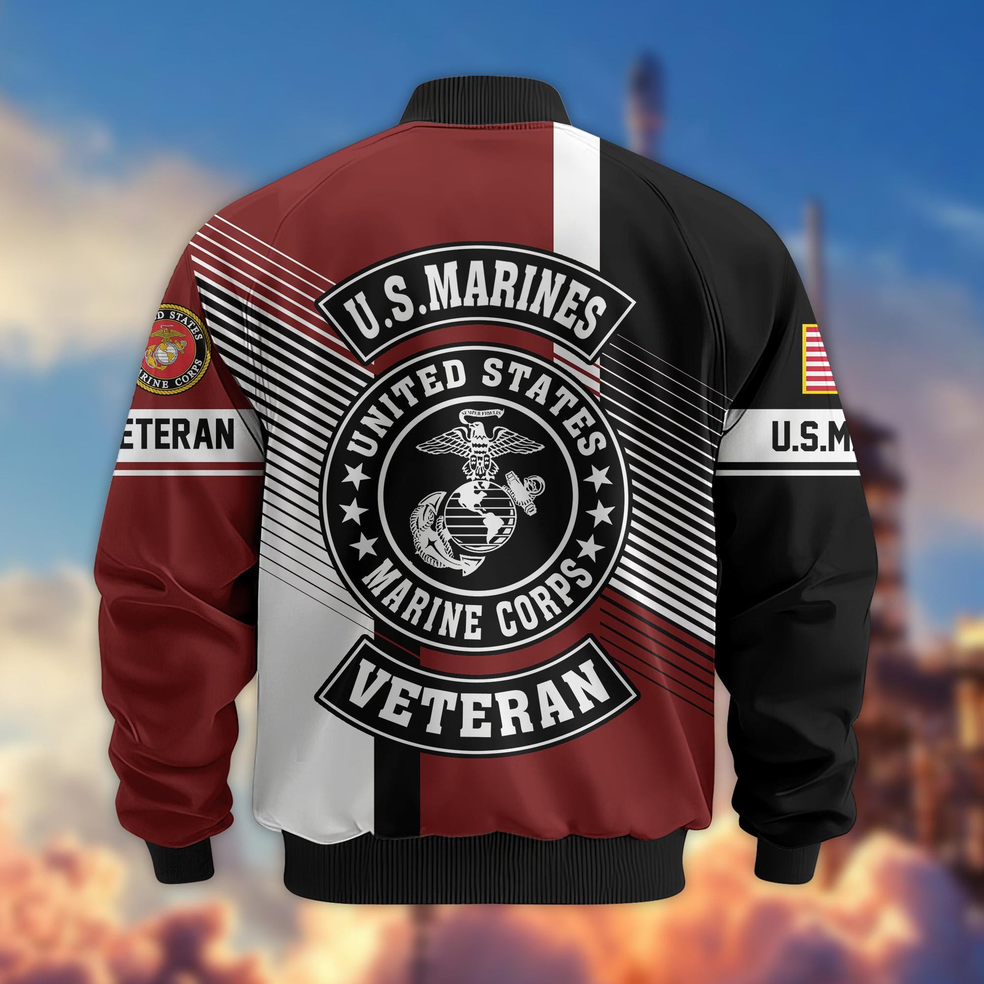 Premium US Veterans Bomber Jacket BPHN140811, Gifts For US Veterans, Gifts On Father's Day, Veterans Day.