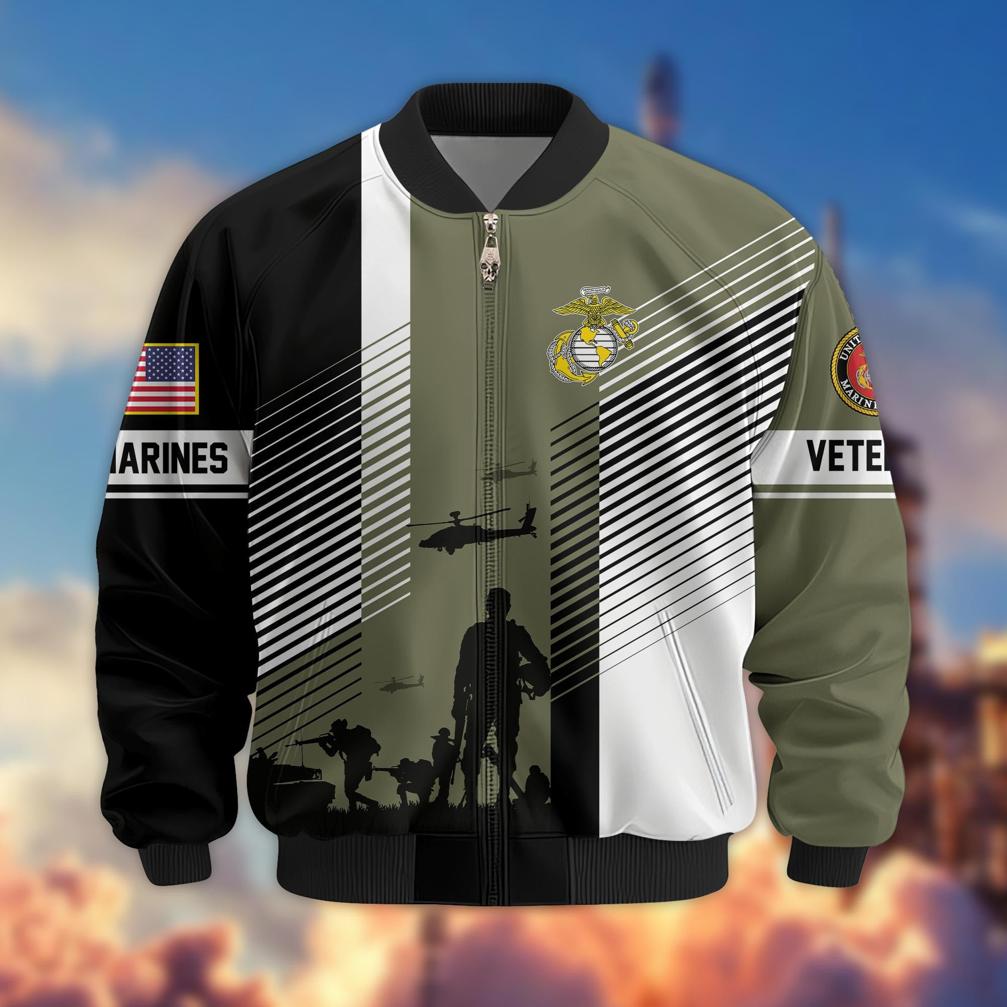 Premium US Veterans Bomber Jacket BPHN140811, Gifts For US Veterans, Gifts On Father's Day, Veterans Day.
