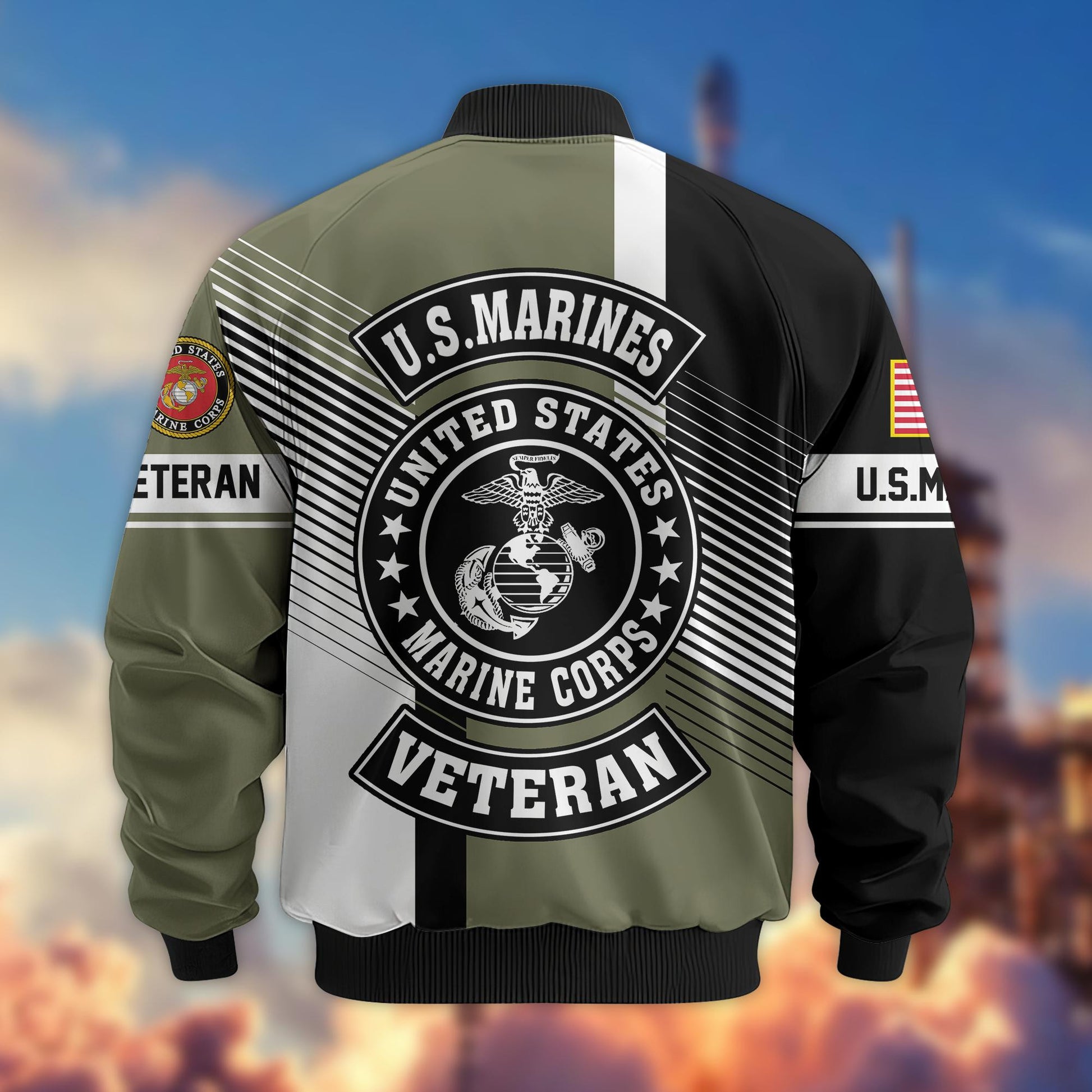 Premium US Veterans Bomber Jacket BPHN140811, Gifts For US Veterans, Gifts On Father's Day, Veterans Day.