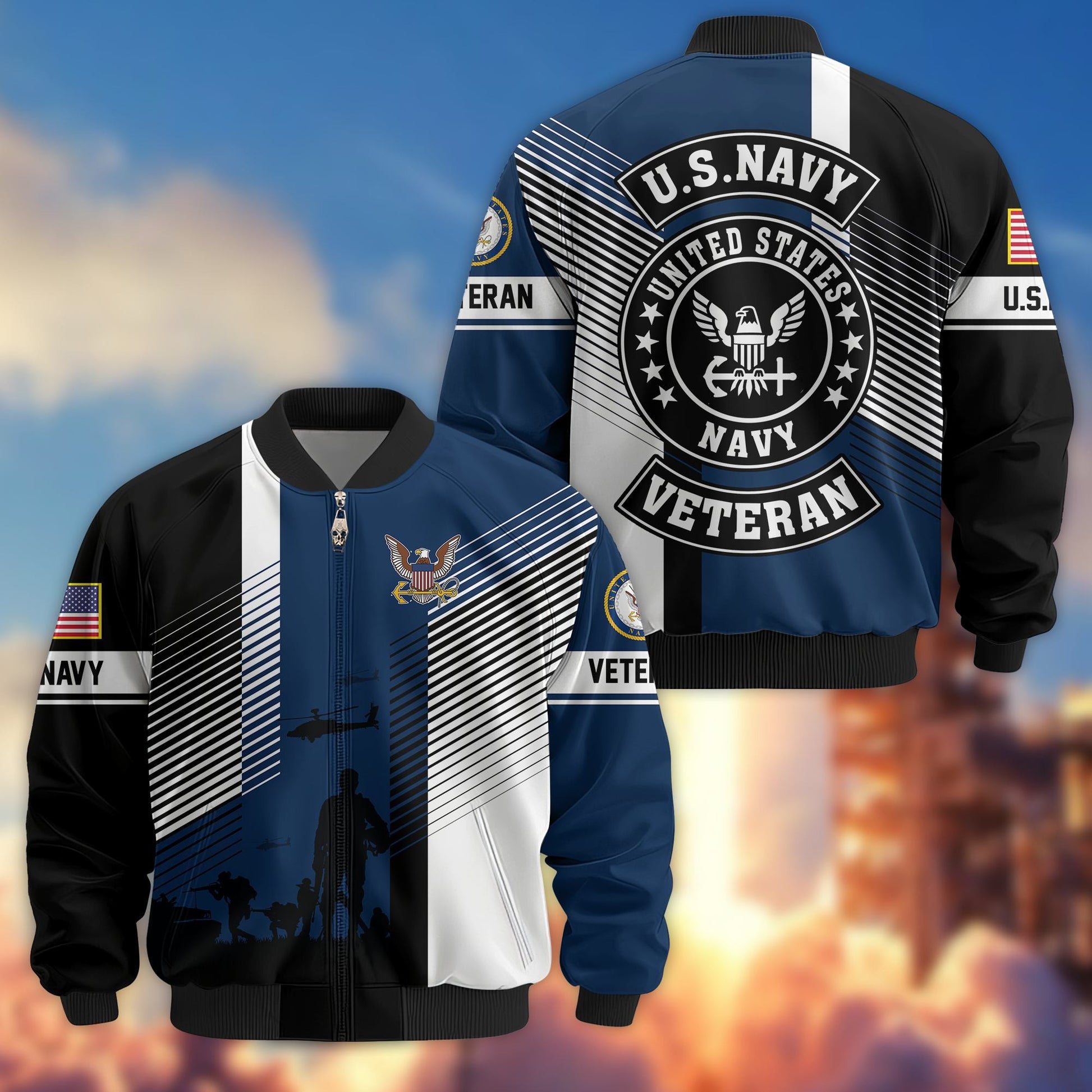 Premium US Veterans Bomber Jacket BPHN140811, Gifts For US Veterans, Gifts On Father's Day, Veterans Day.