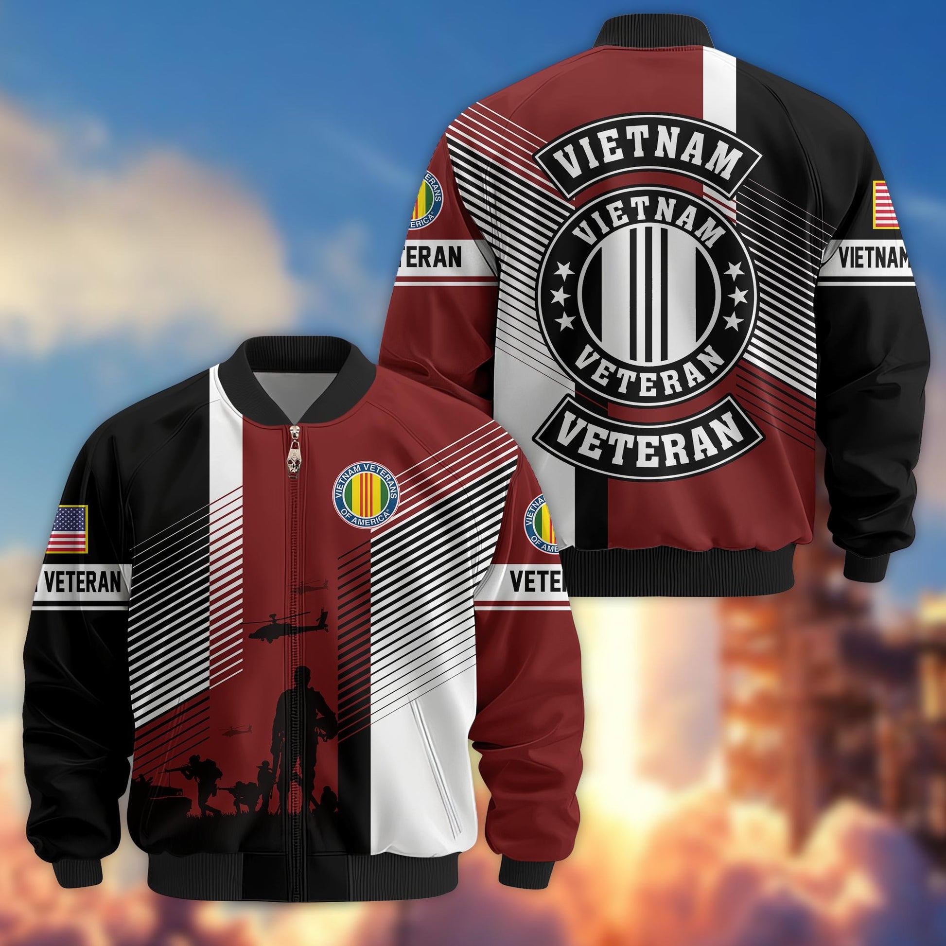 Premium US Veterans Bomber Jacket BPHN140811, Gifts For US Veterans, Gifts On Father's Day, Veterans Day.