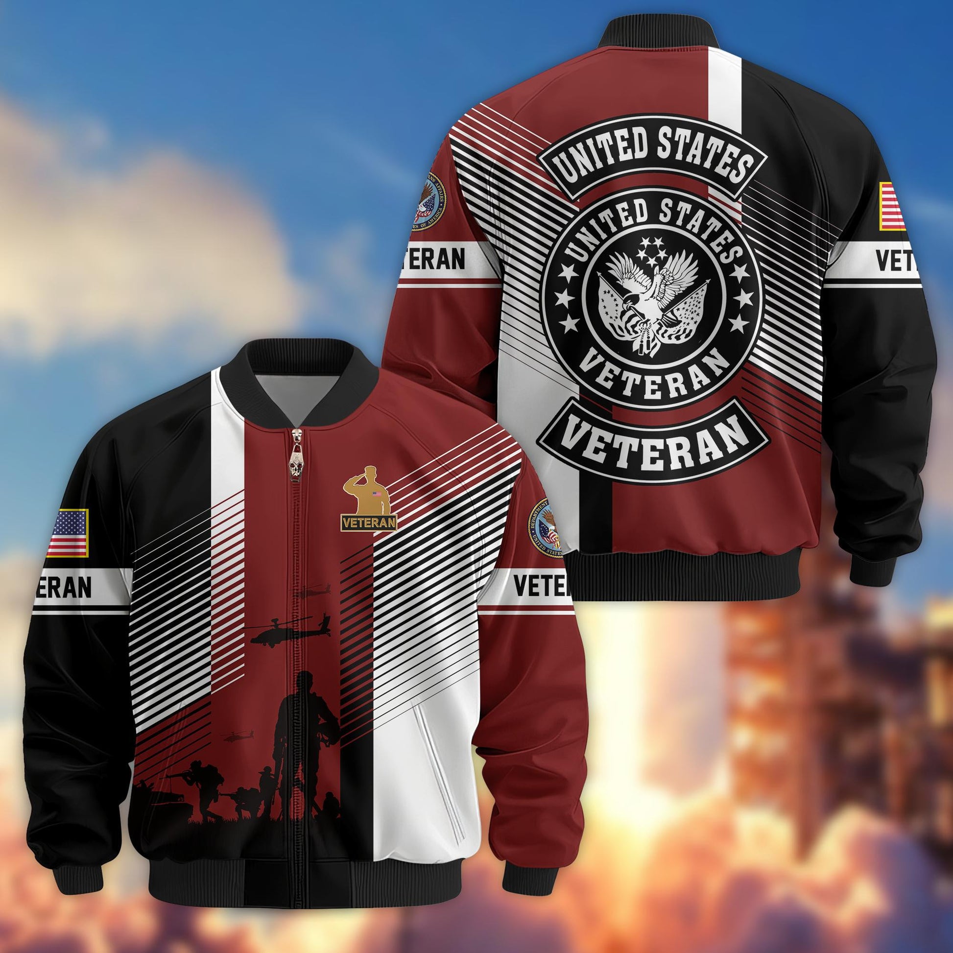 Premium US Veterans Bomber Jacket BPHN140811, Gifts For US Veterans, Gifts On Father's Day, Veterans Day.