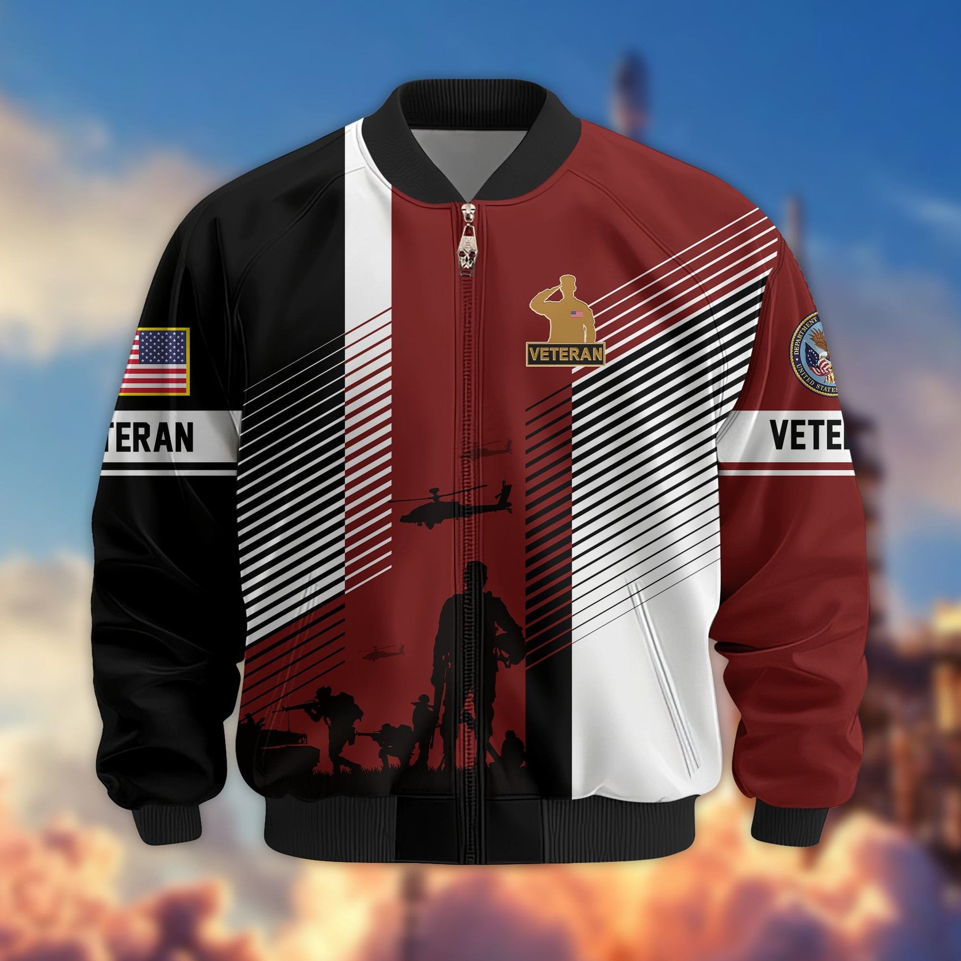 Premium US Veterans Bomber Jacket BPHN140811, Gifts For US Veterans, Gifts On Father's Day, Veterans Day.