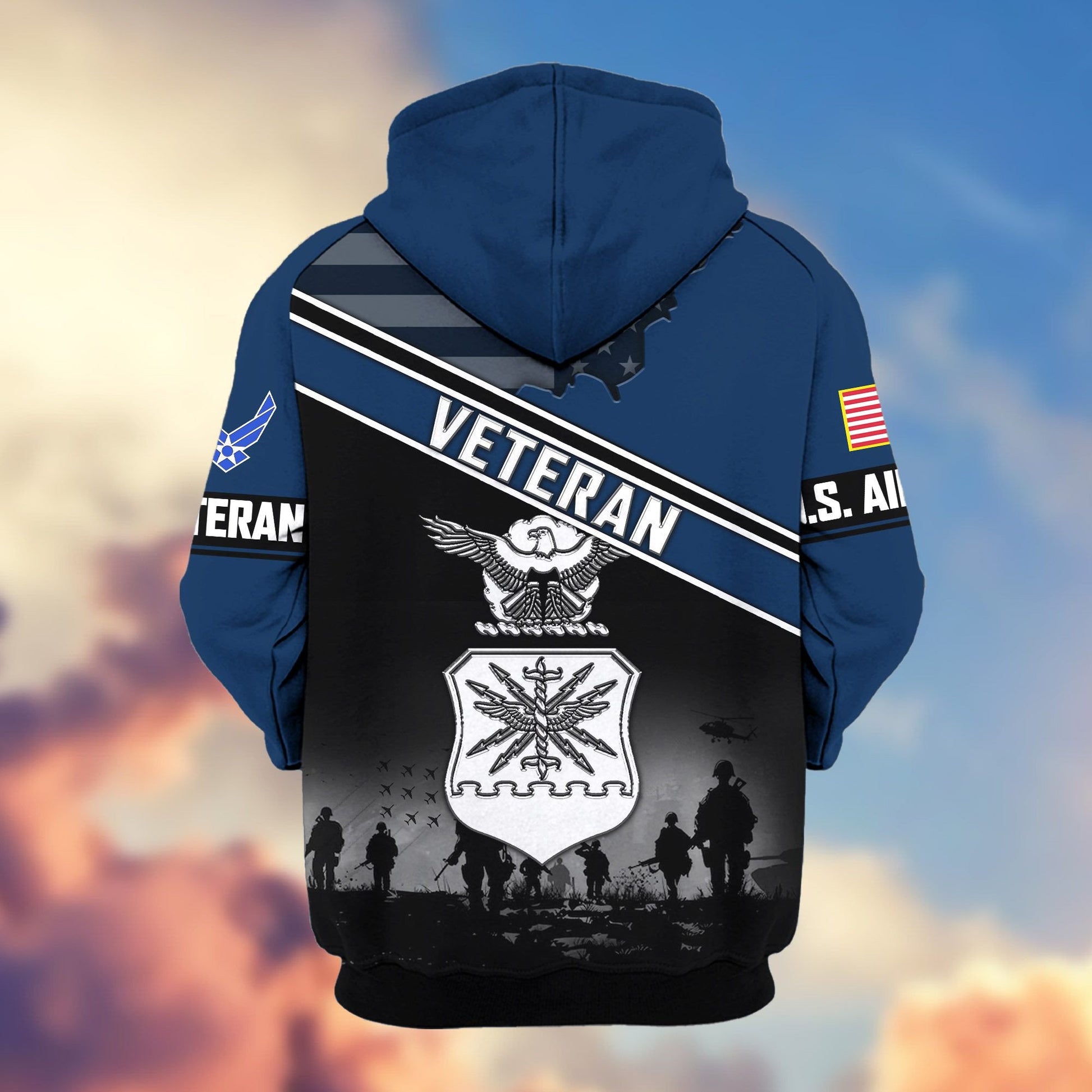 Premium US Veterans Zip Hoodie ATTN040921, Gifts For US Veterans, Gifts On Father's Day, Veterans Day.