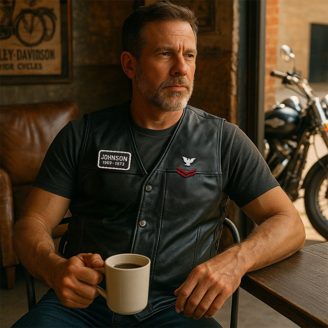 Premium USCG Veterans Custom Leather Motor Vest VPVC702127, Gifts For Coast Guard Veteran, Gifts On Father's Day, Veterans Day.