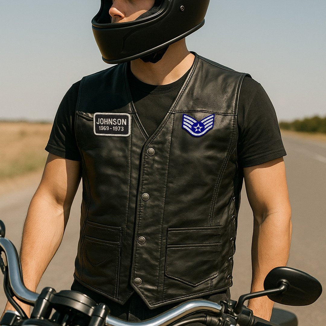Premium USAF Veterans Custom Leather Motor Vest VPVC702128, Gifts For Air Force Veteran, Gifts On Father's Day, Veterans Day.
