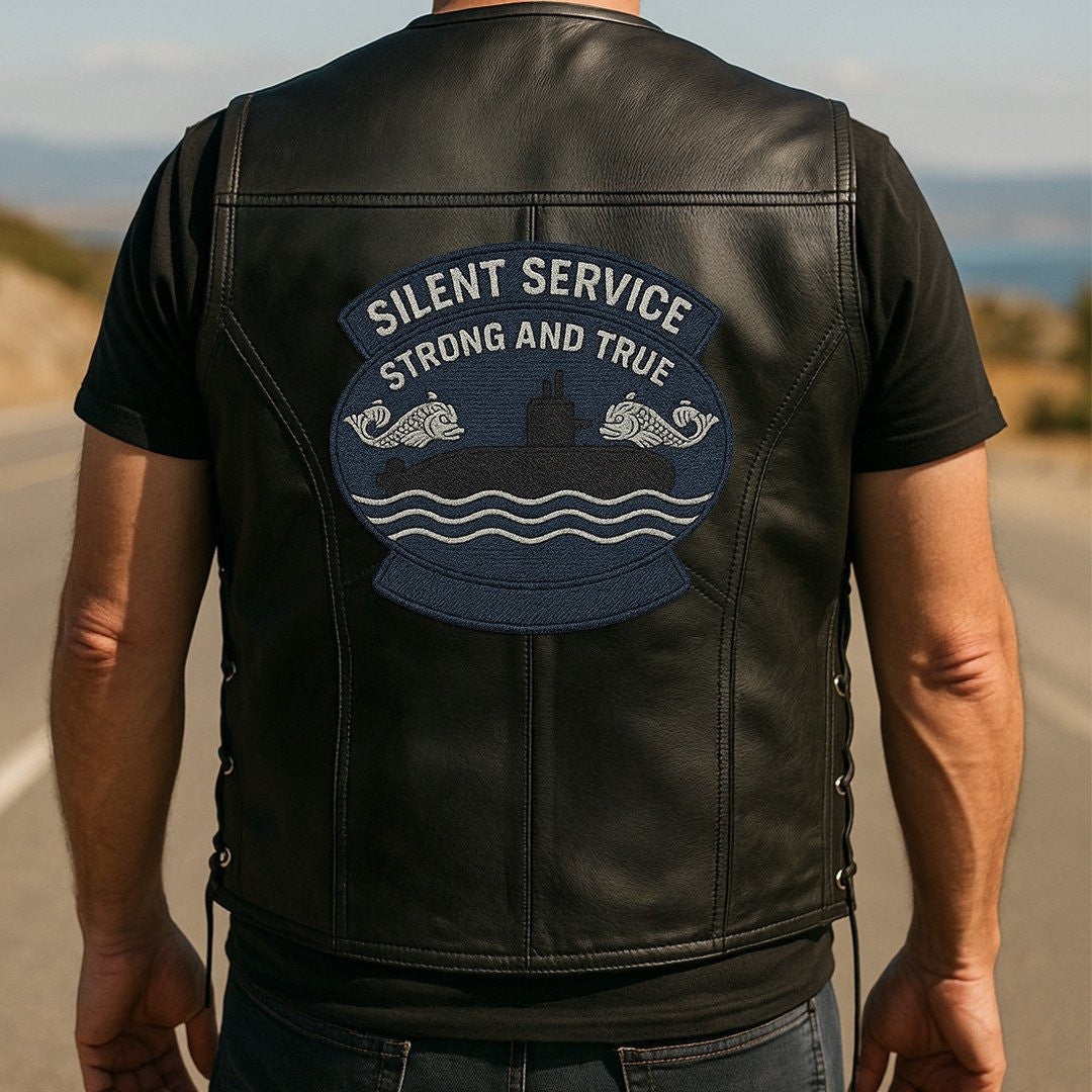 Premium US Navy Submarine Veterans Custom Leather Motor Vest VPVC702133, Gifts For Navy Veteran, Gifts On Father's Day, Veterans Day.