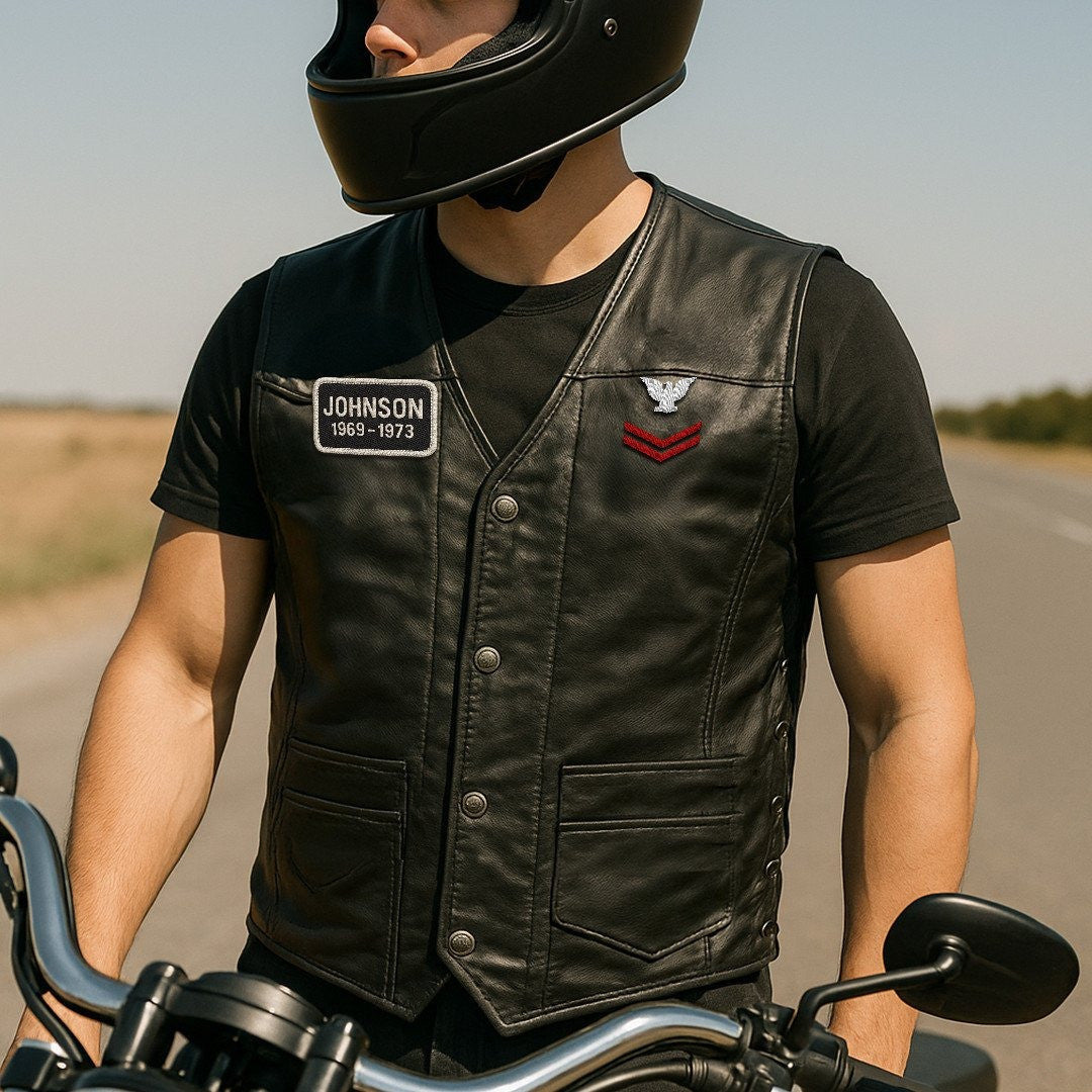 Premium US Navy Veterans Custom Leather Motor Vest VPVC702134, Gifts For Navy Veteran, Gifts On Father's Day, Veterans Day.