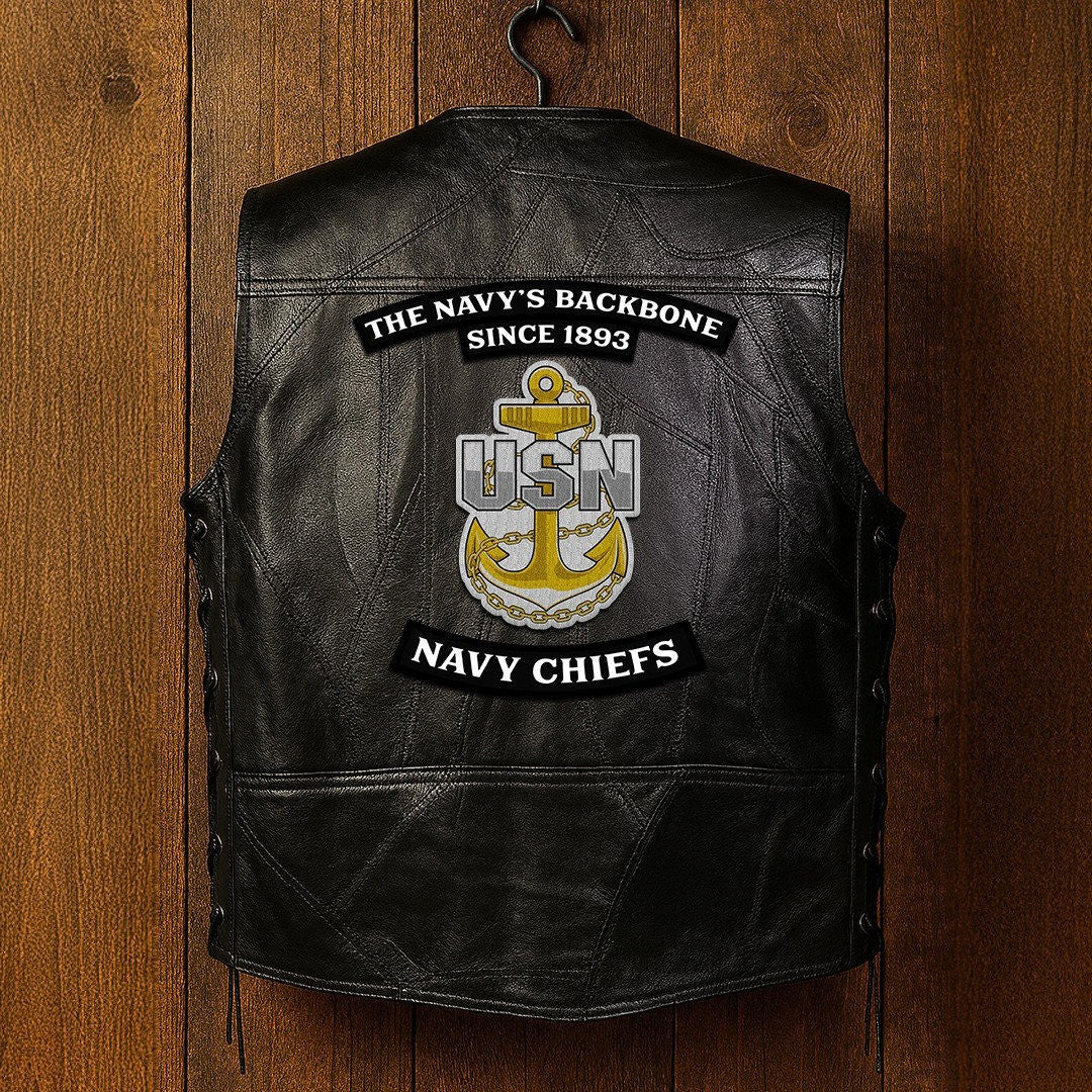 Premium US Navy Veterans Custom Leather Motor Vest VPVC702139, Gifts For US Veteran, Gifts On Father's Day, Veterans Day.