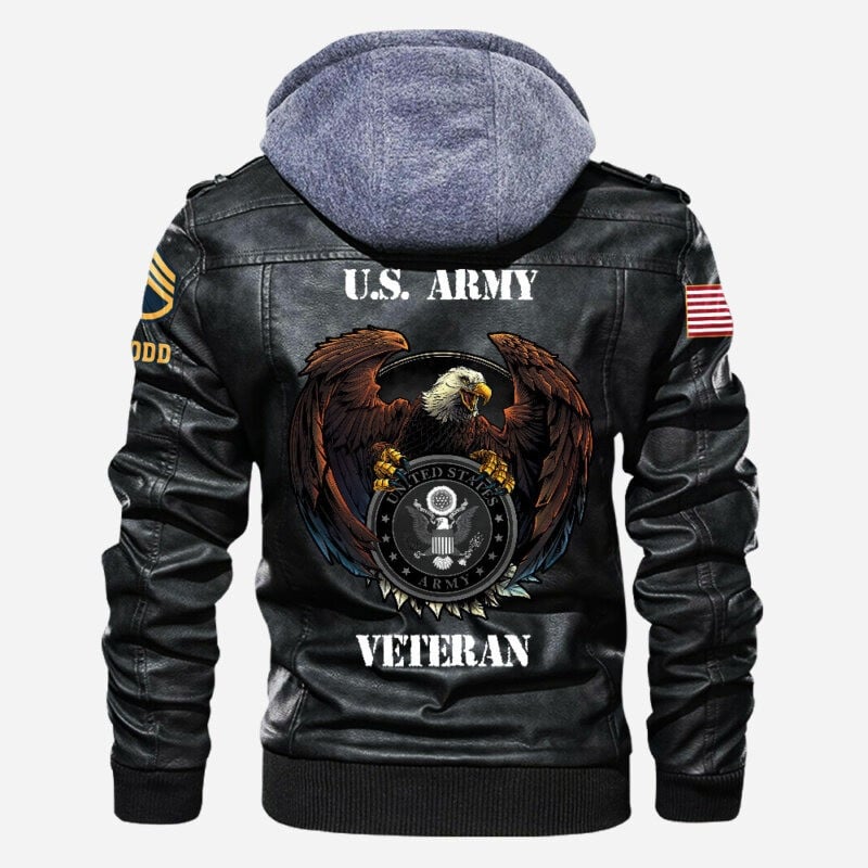 Premium Custom US Army Veteran Leather Jacket VPVC702141, Gifts For Army Veteran, Gifts On Father's Day, Veterans Day.