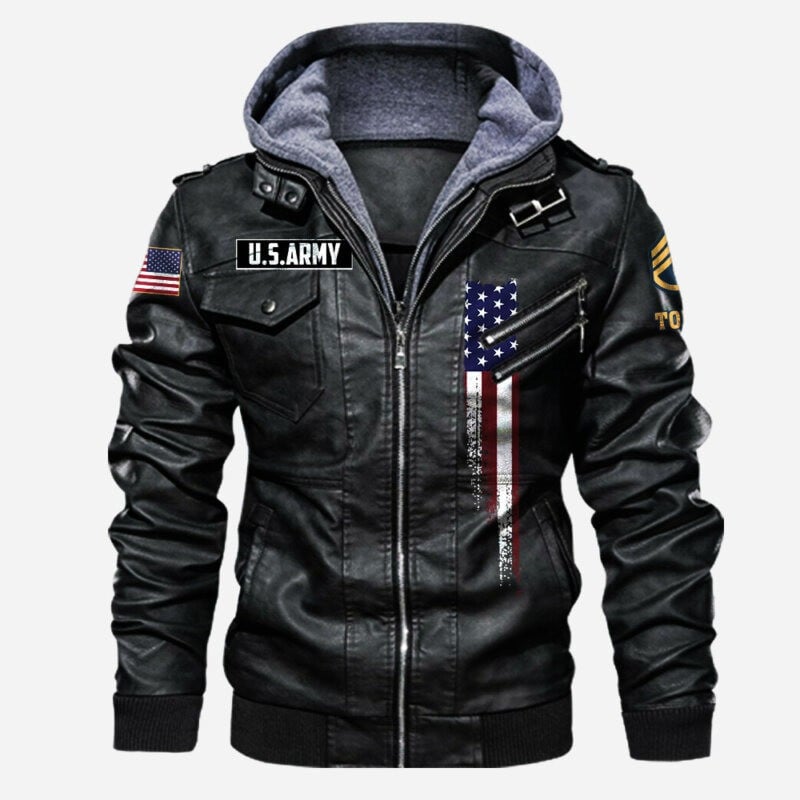 Premium Custom US Army Veteran Leather Jacket VPVC702141, Gifts For Army Veteran, Gifts On Father's Day, Veterans Day.
