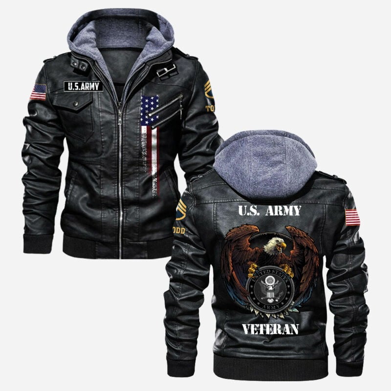 Premium Custom US Army Veteran Leather Jacket VPVC702141, Gifts For Army Veteran, Gifts On Father's Day, Veterans Day.