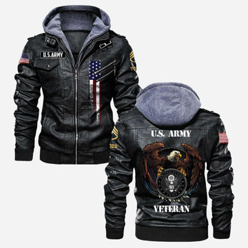 Premium Custom US Army Veteran Leather Jacket VPVC702141, Gifts For Army Veteran, Gifts On Father's Day, Veterans Day.