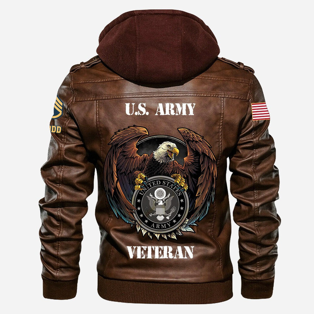Premium Custom US Army Veteran Leather Jacket VPVC702142, Gifts For Army Veteran, Gifts On Father's Day, Veterans Day.