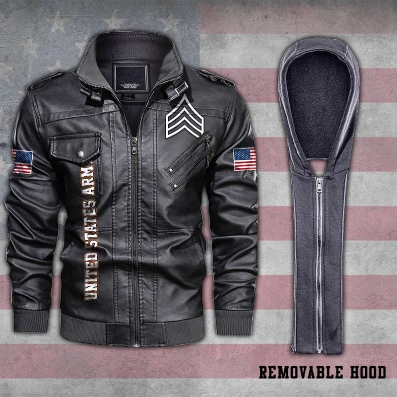 Premium Custom US Army Veteran Leather Jacket VPVC702143, Gifts For Army Veteran, Gifts On Father's Day, Veterans Day.