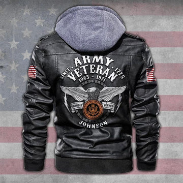 Premium Custom US Army Veteran Leather Jacket VPVC702143, Gifts For Army Veteran, Gifts On Father's Day, Veterans Day.