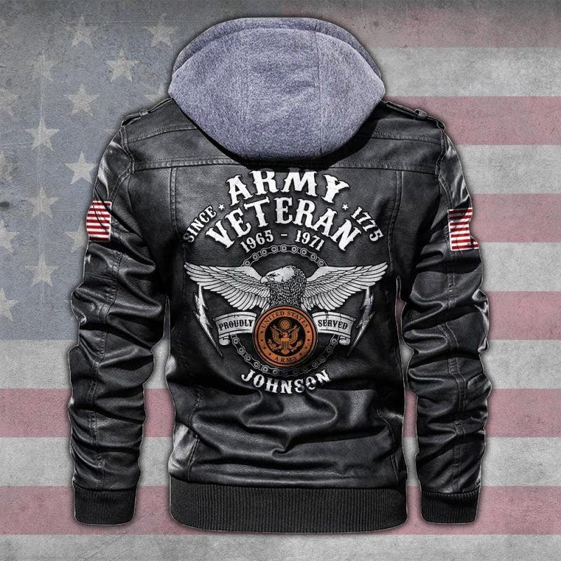 Premium Custom US Army Veteran Leather Jacket VPVC702143, Gifts For Army Veteran, Gifts On Father's Day, Veterans Day.
